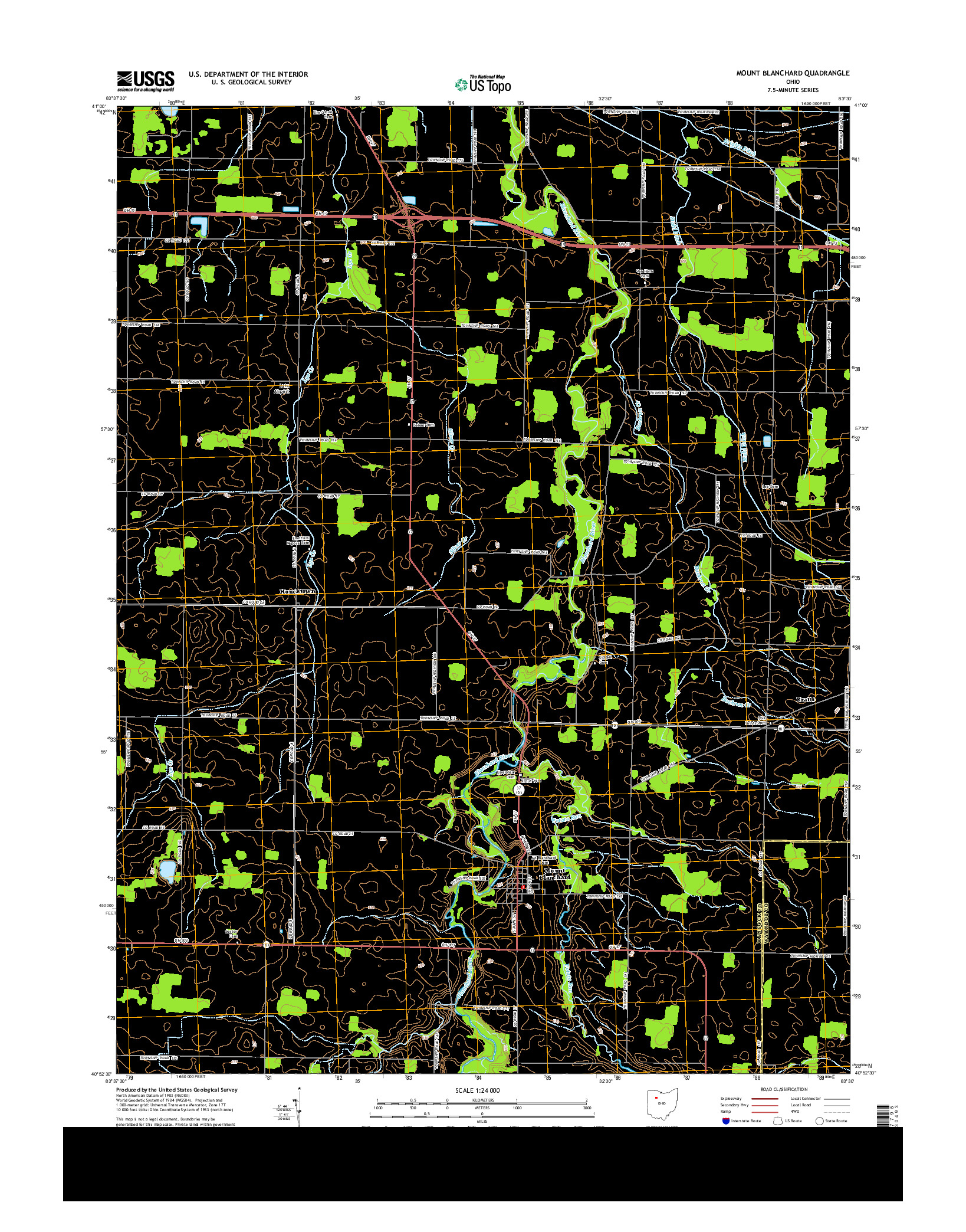 USGS US TOPO 7.5-MINUTE MAP FOR MOUNT BLANCHARD, OH 2013