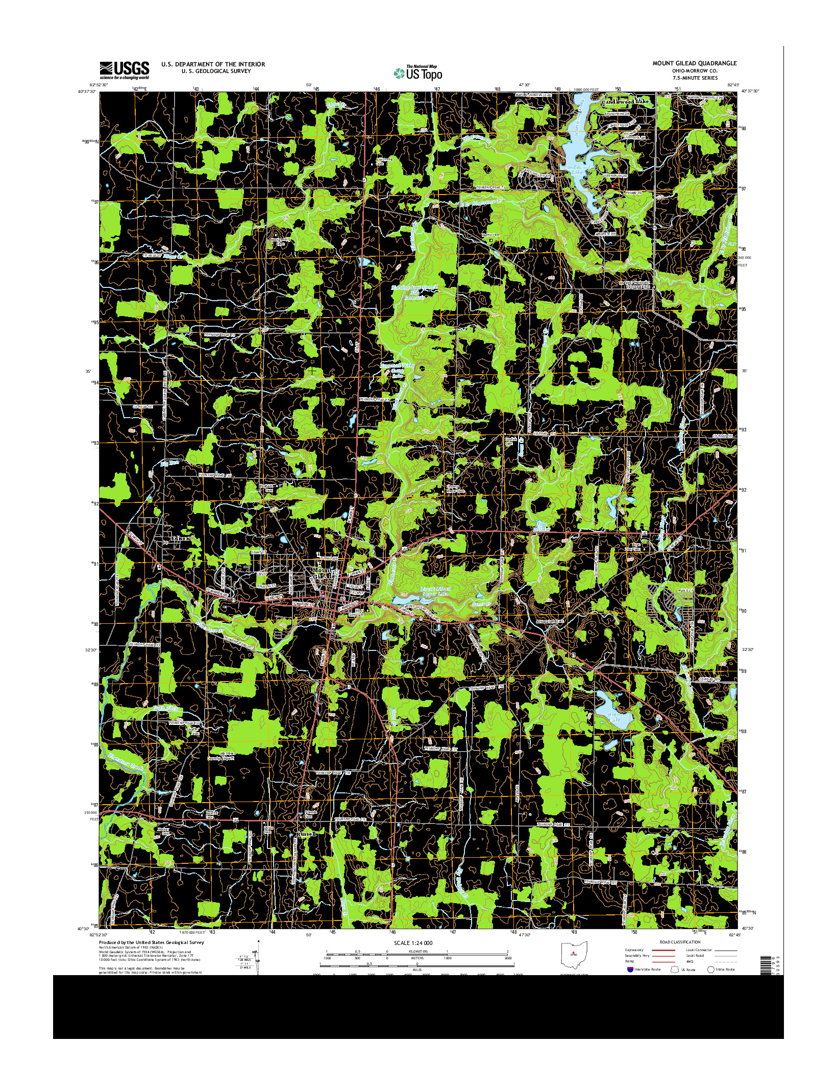 USGS US TOPO 7.5-MINUTE MAP FOR MOUNT GILEAD, OH 2013