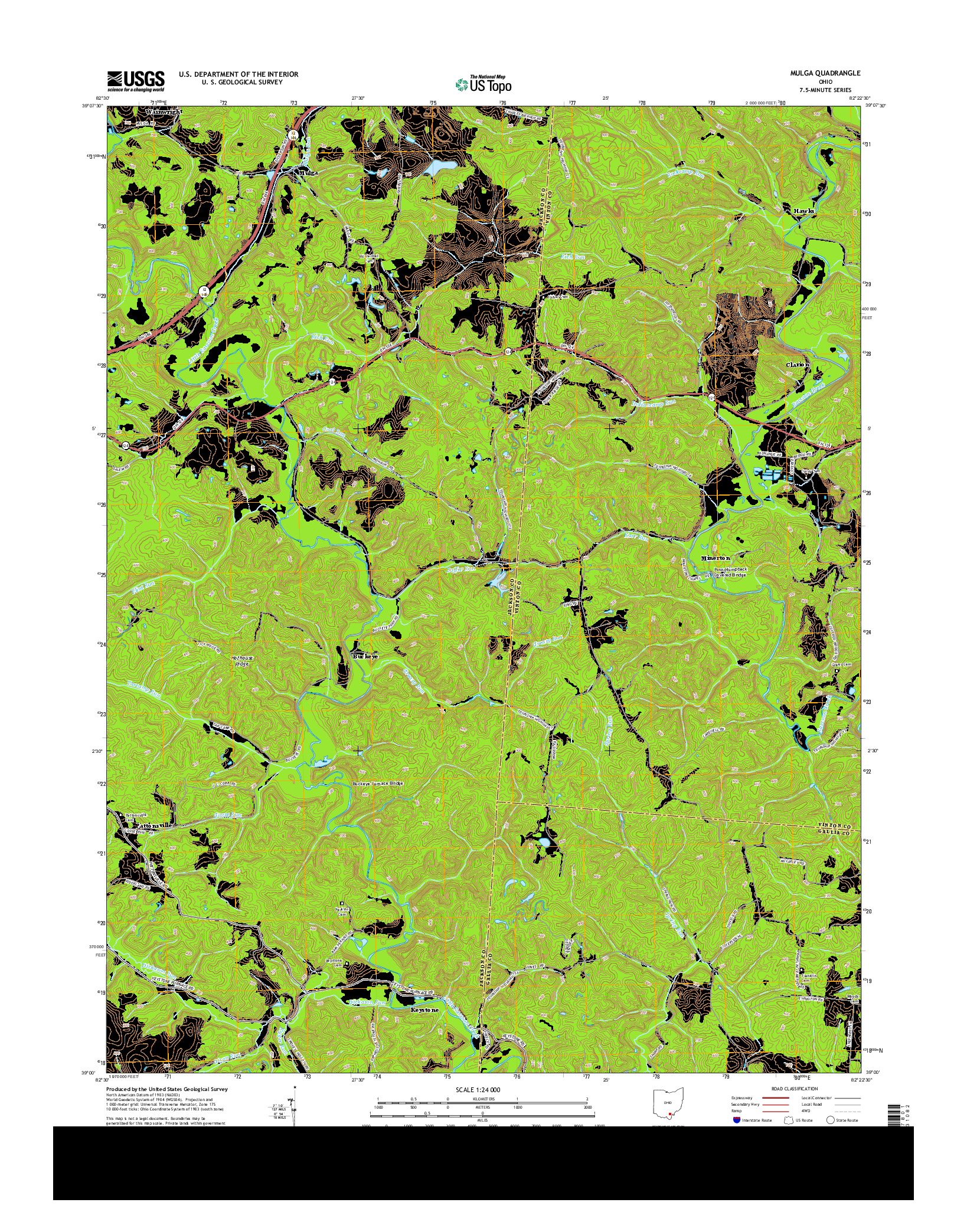 USGS US TOPO 7.5-MINUTE MAP FOR MULGA, OH 2013