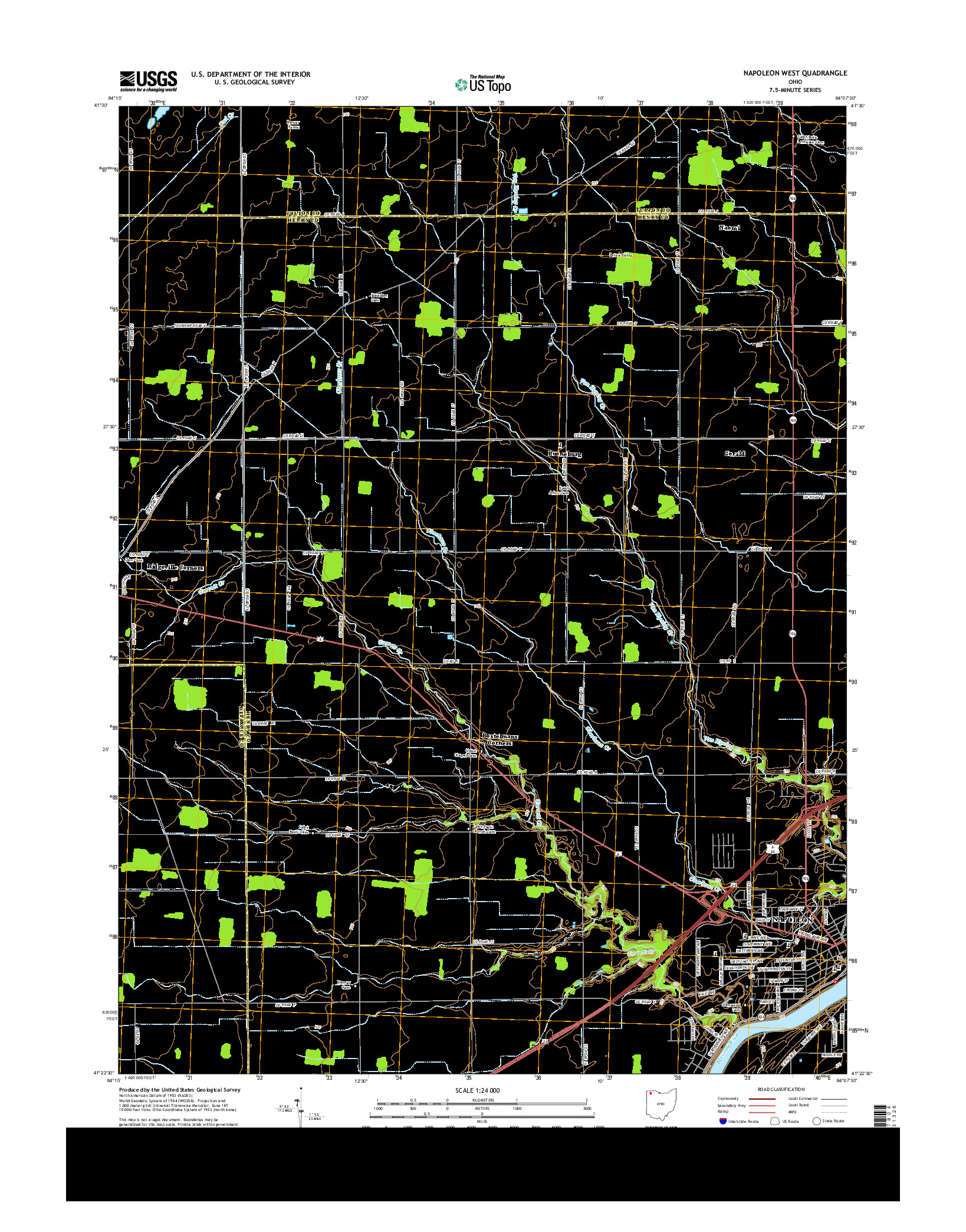 USGS US TOPO 7.5-MINUTE MAP FOR NAPOLEON WEST, OH 2013