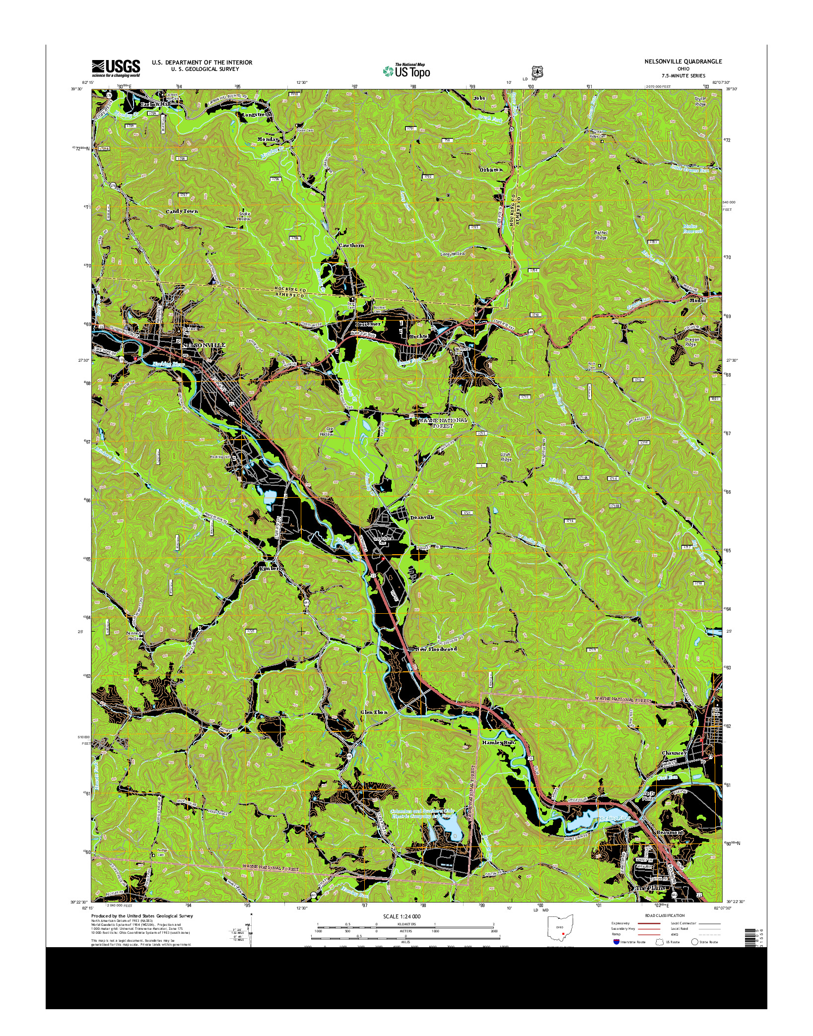 USGS US TOPO 7.5-MINUTE MAP FOR NELSONVILLE, OH 2013