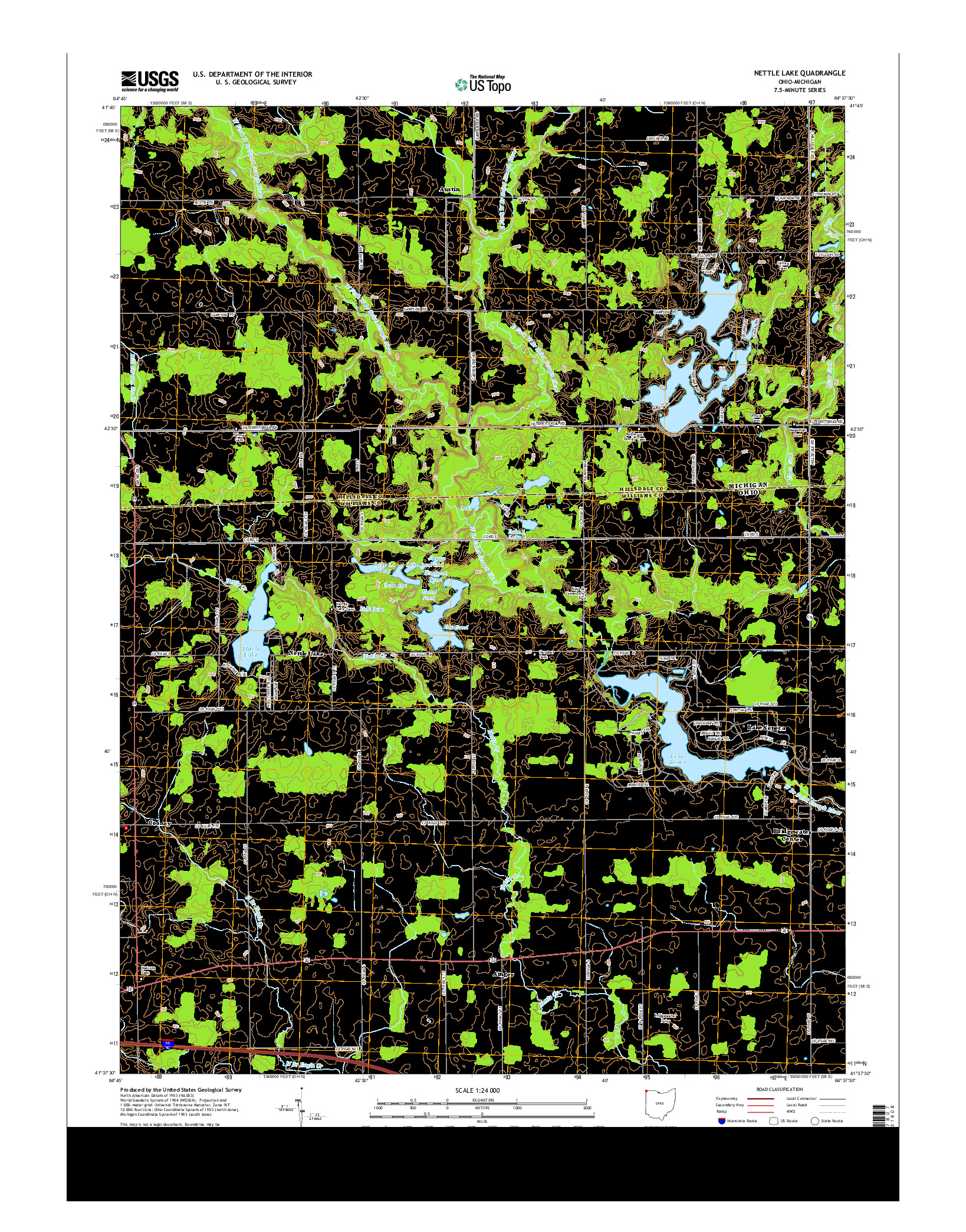 USGS US TOPO 7.5-MINUTE MAP FOR NETTLE LAKE, OH-MI 2013