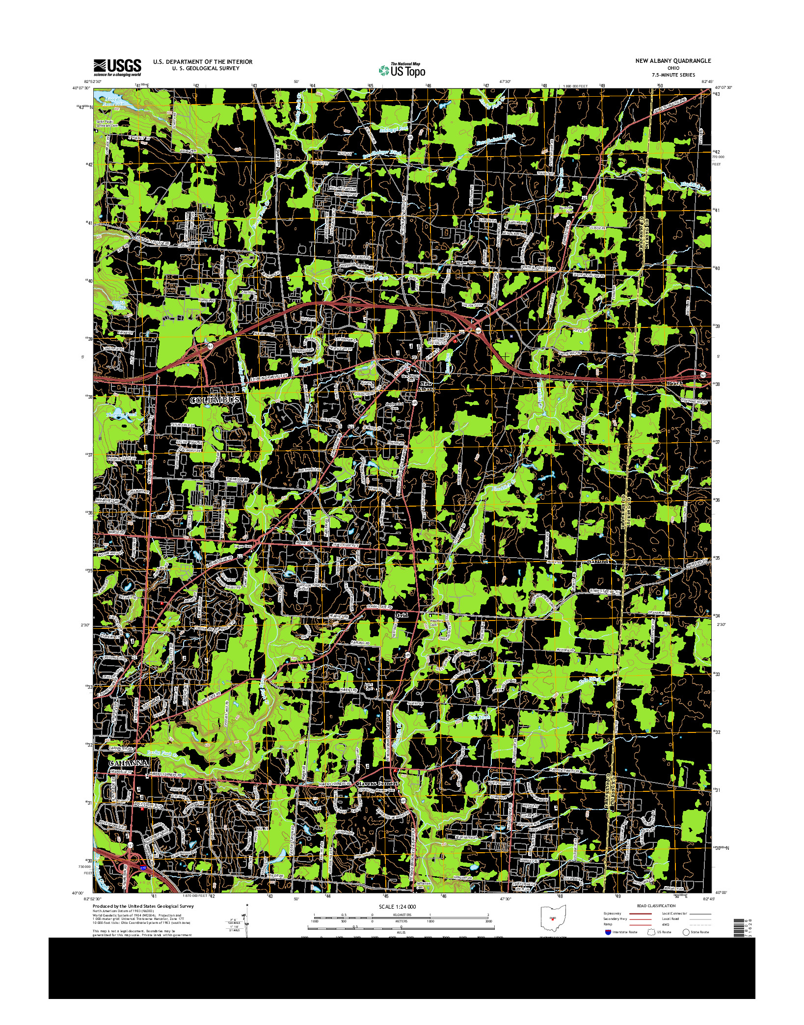 USGS US TOPO 7.5-MINUTE MAP FOR NEW ALBANY, OH 2013