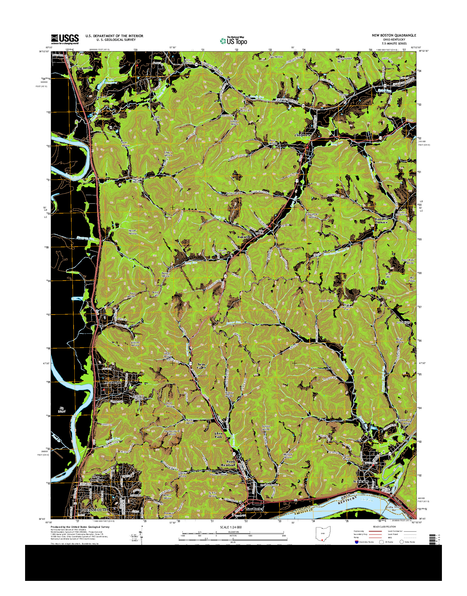 USGS US TOPO 7.5-MINUTE MAP FOR NEW BOSTON, OH-KY 2013