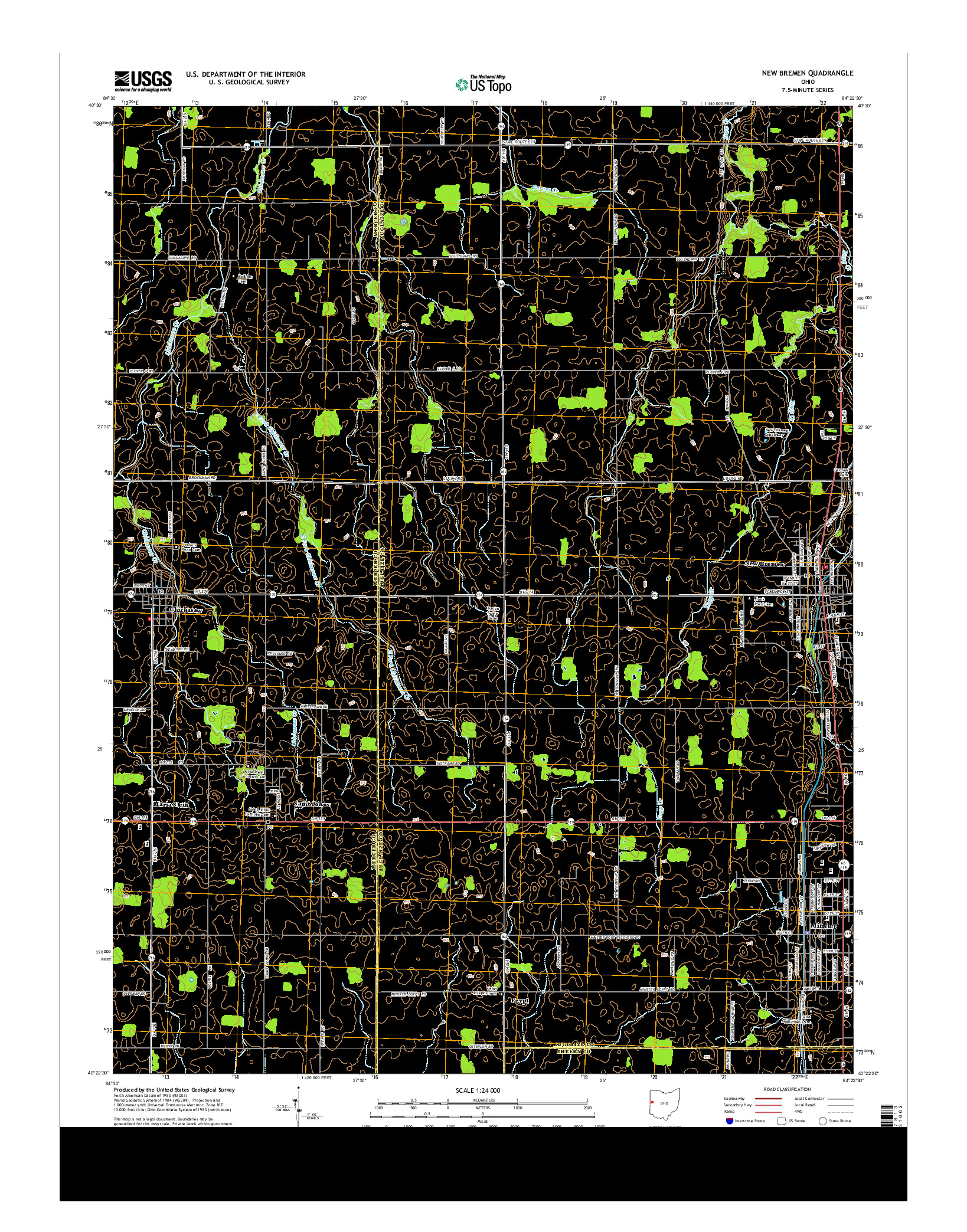 USGS US TOPO 7.5-MINUTE MAP FOR NEW BREMEN, OH 2013