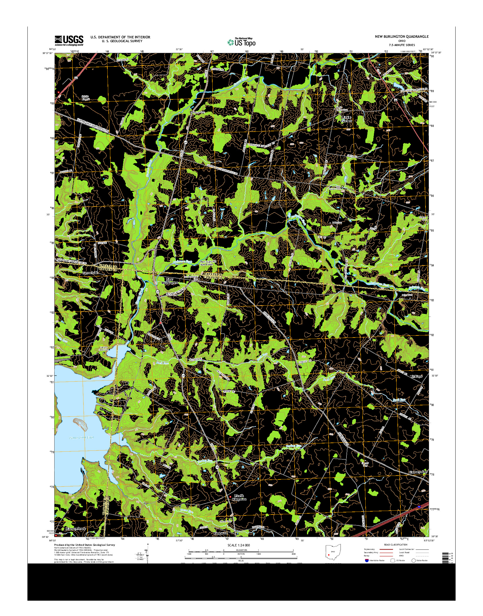 USGS US TOPO 7.5-MINUTE MAP FOR NEW BURLINGTON, OH 2013