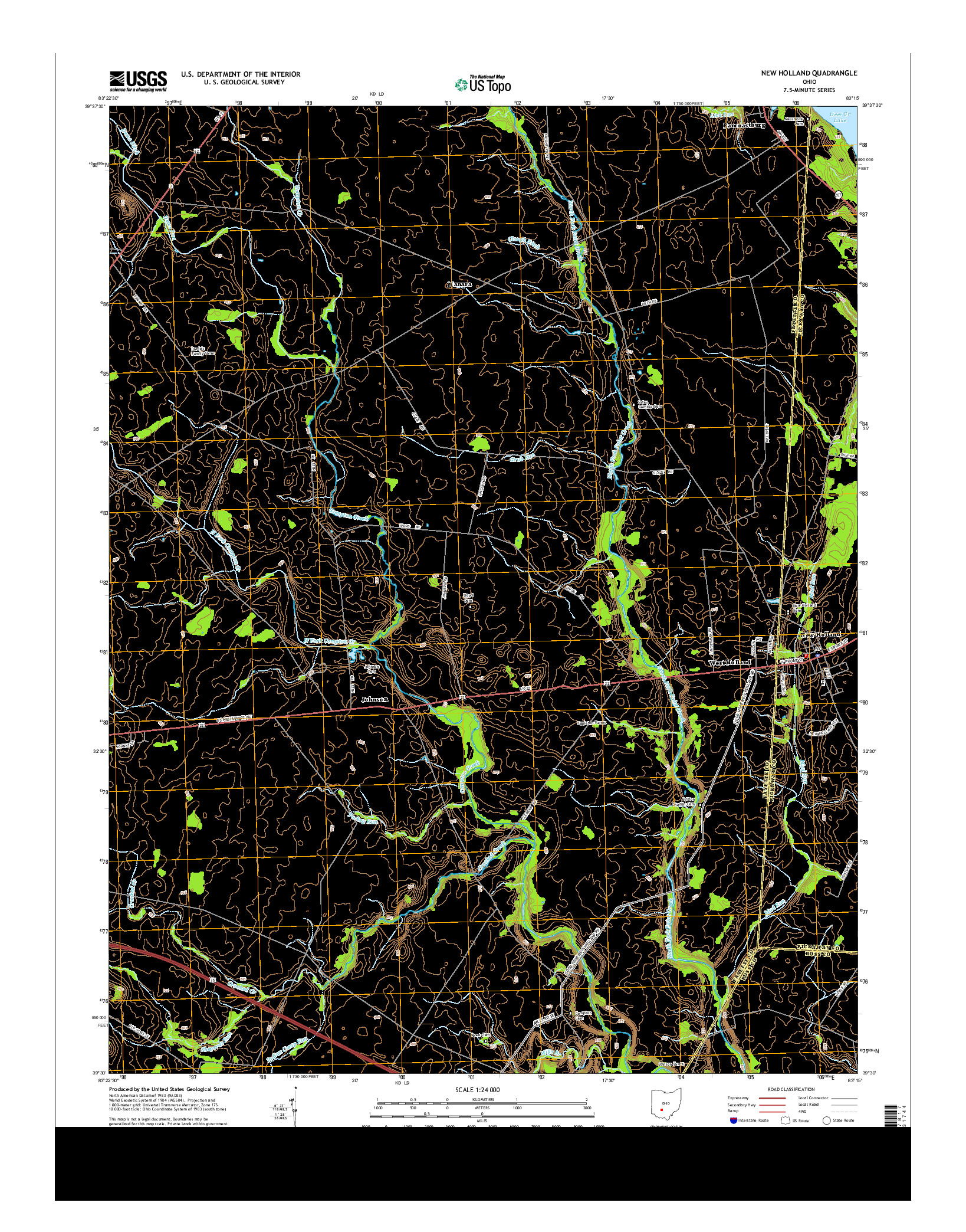 USGS US TOPO 7.5-MINUTE MAP FOR NEW HOLLAND, OH 2013