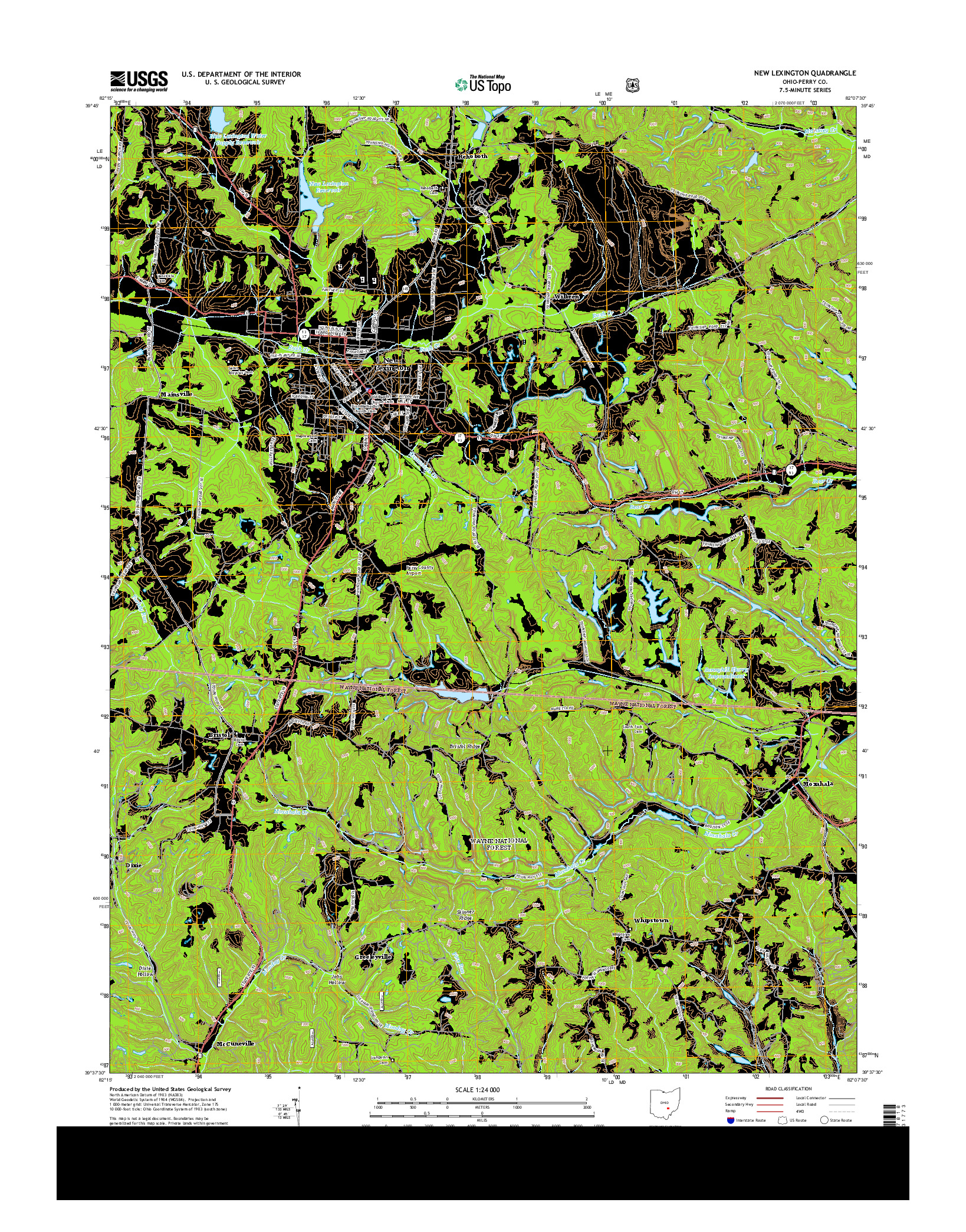 USGS US TOPO 7.5-MINUTE MAP FOR NEW LEXINGTON, OH 2013