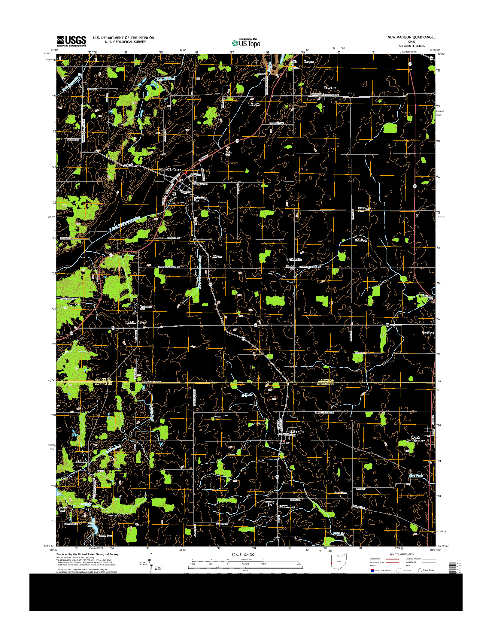 USGS US TOPO 7.5-MINUTE MAP FOR NEW MADISON, OH 2013