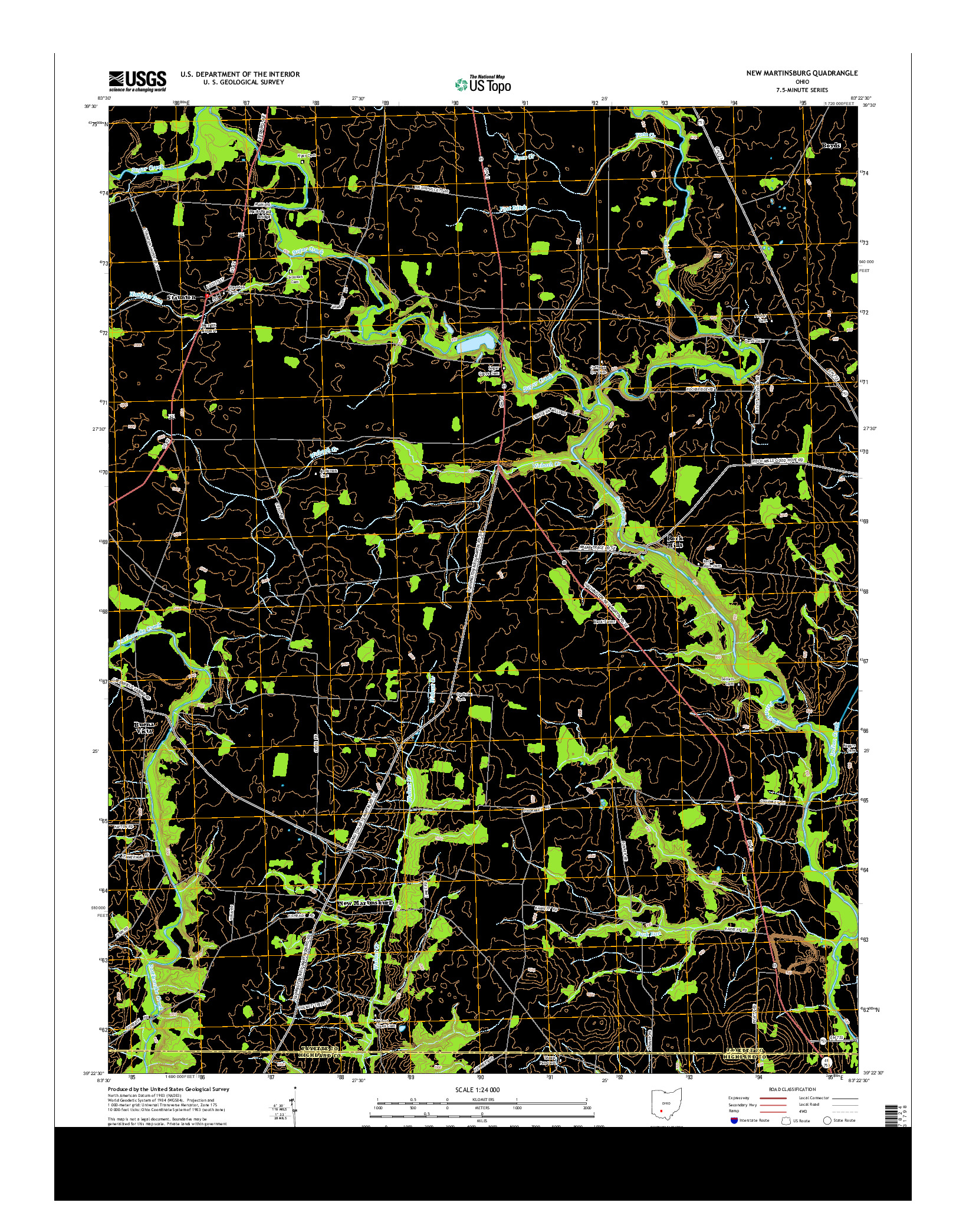 USGS US TOPO 7.5-MINUTE MAP FOR NEW MARTINSBURG, OH 2013