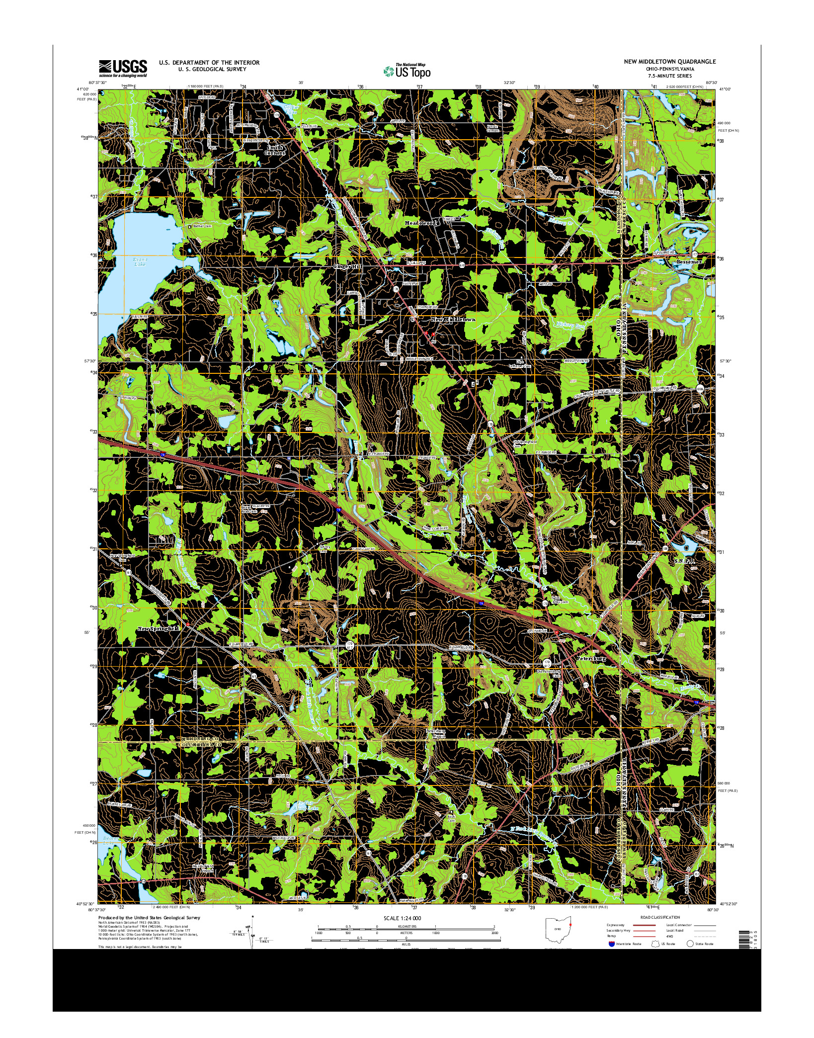 USGS US TOPO 7.5-MINUTE MAP FOR NEW MIDDLETOWN, OH-PA 2013