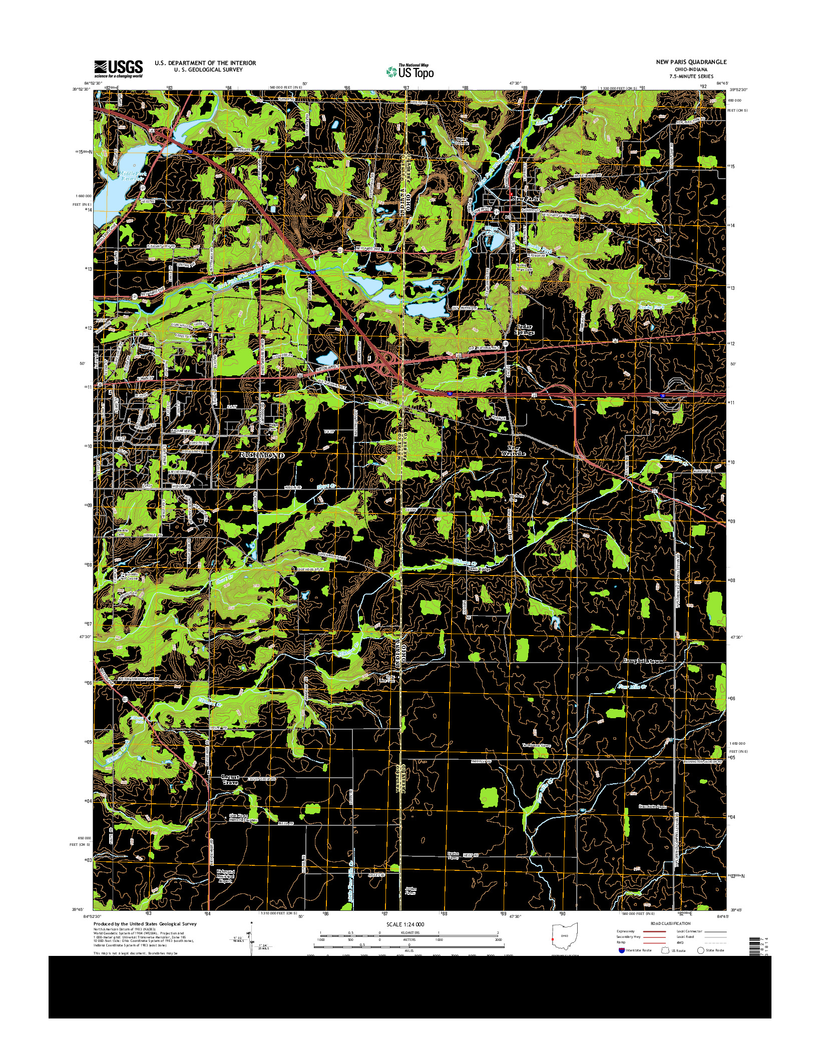 USGS US TOPO 7.5-MINUTE MAP FOR NEW PARIS, OH-IN 2013