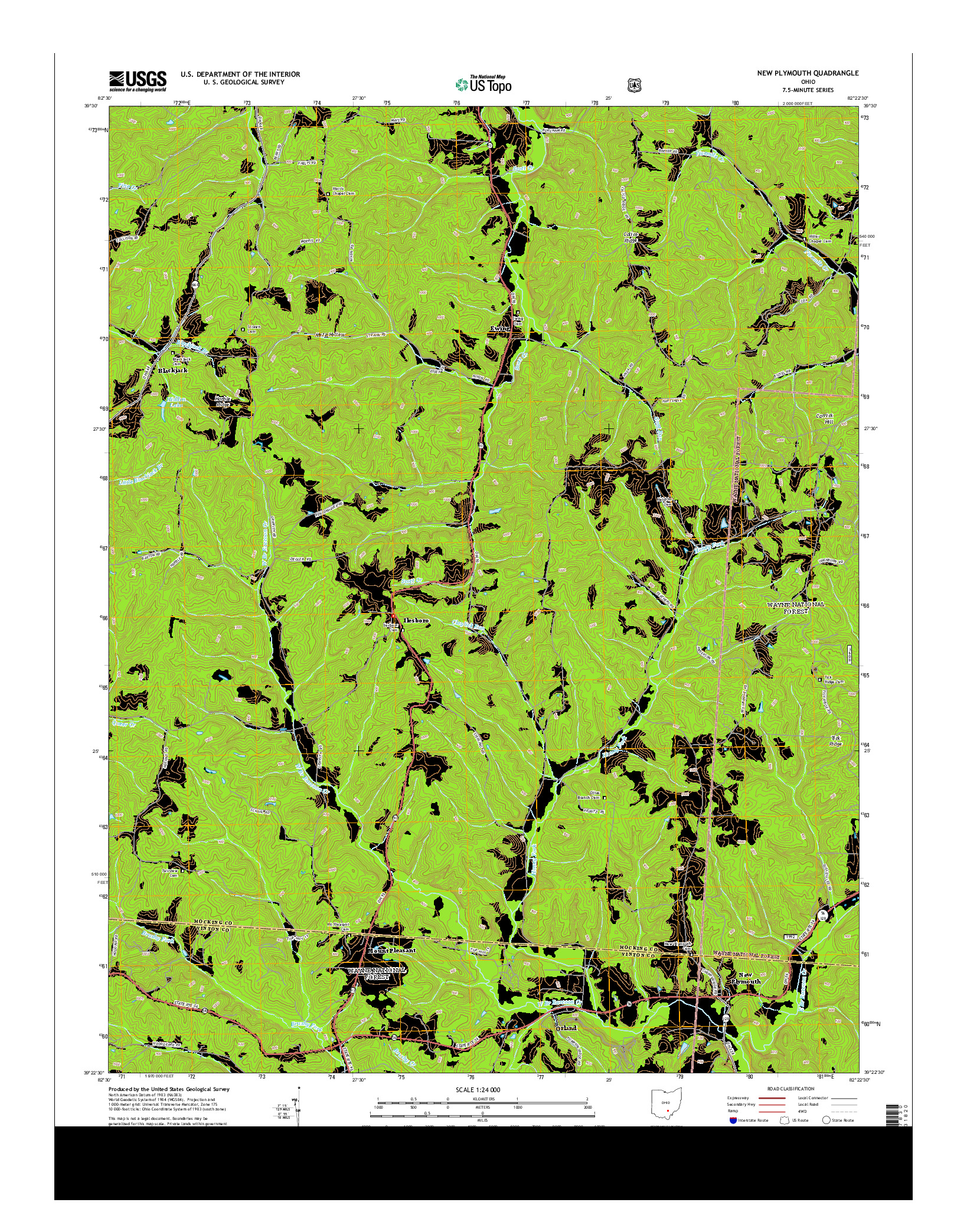 USGS US TOPO 7.5-MINUTE MAP FOR NEW PLYMOUTH, OH 2013