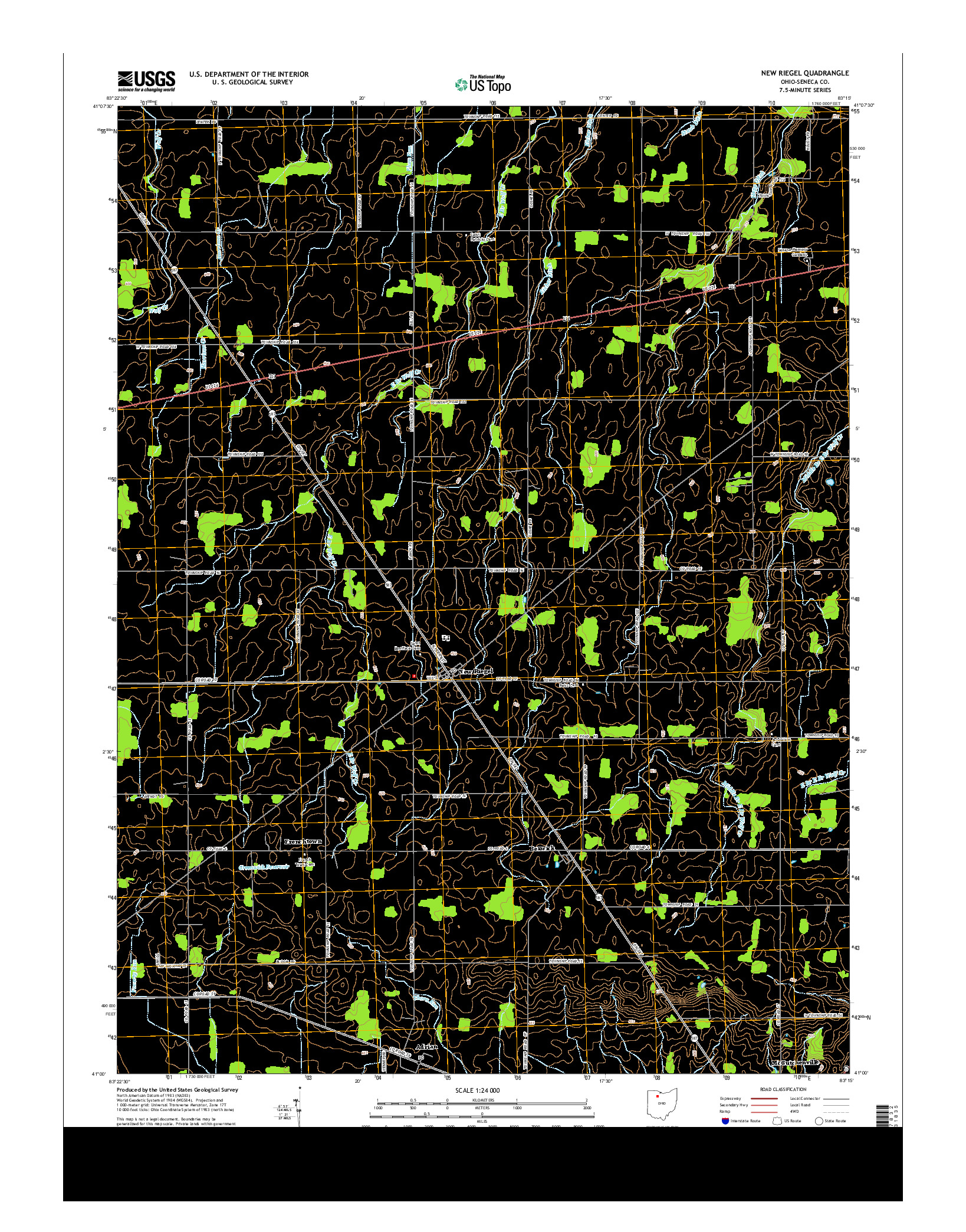 USGS US TOPO 7.5-MINUTE MAP FOR NEW RIEGEL, OH 2013