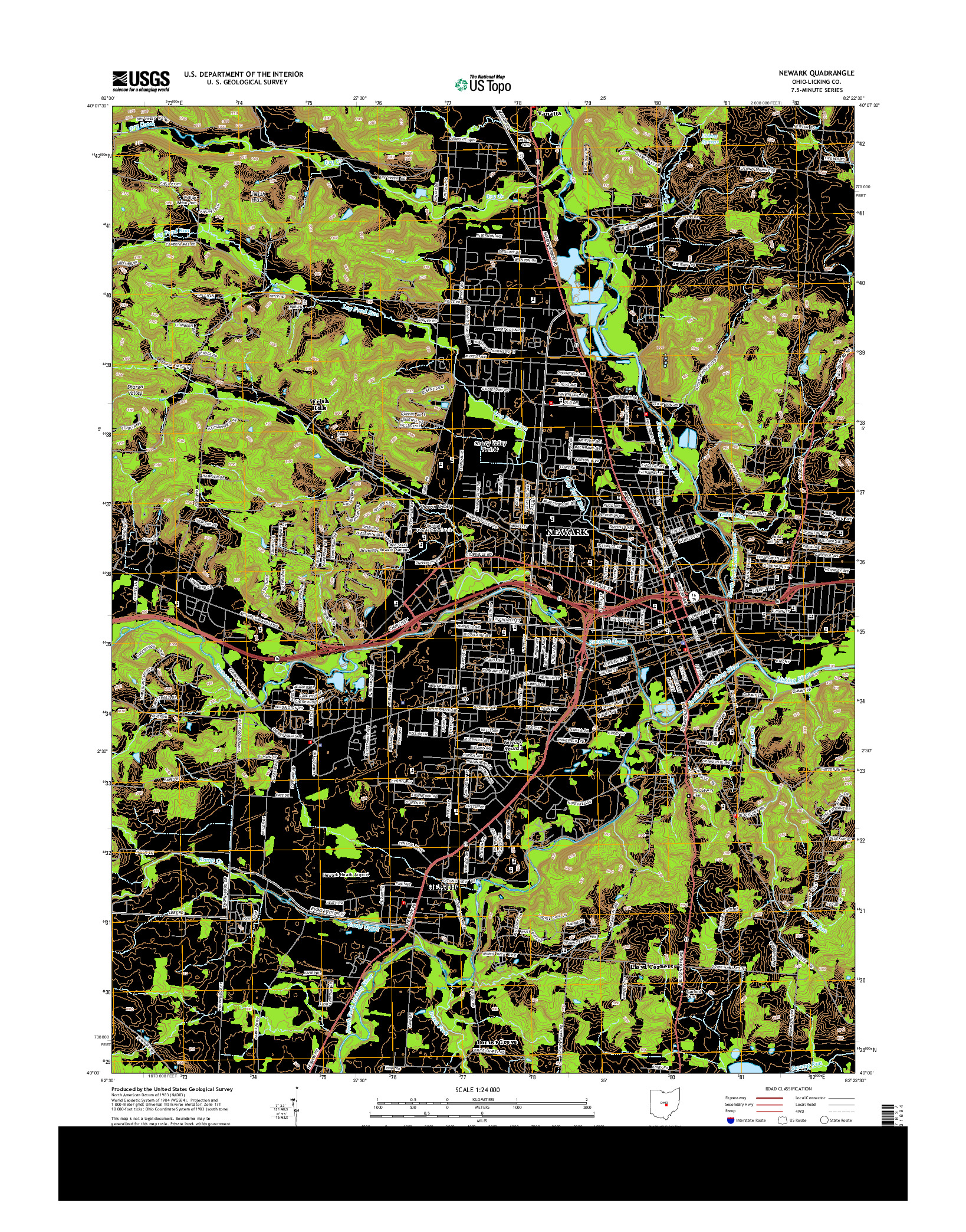 USGS US TOPO 7.5-MINUTE MAP FOR NEWARK, OH 2013