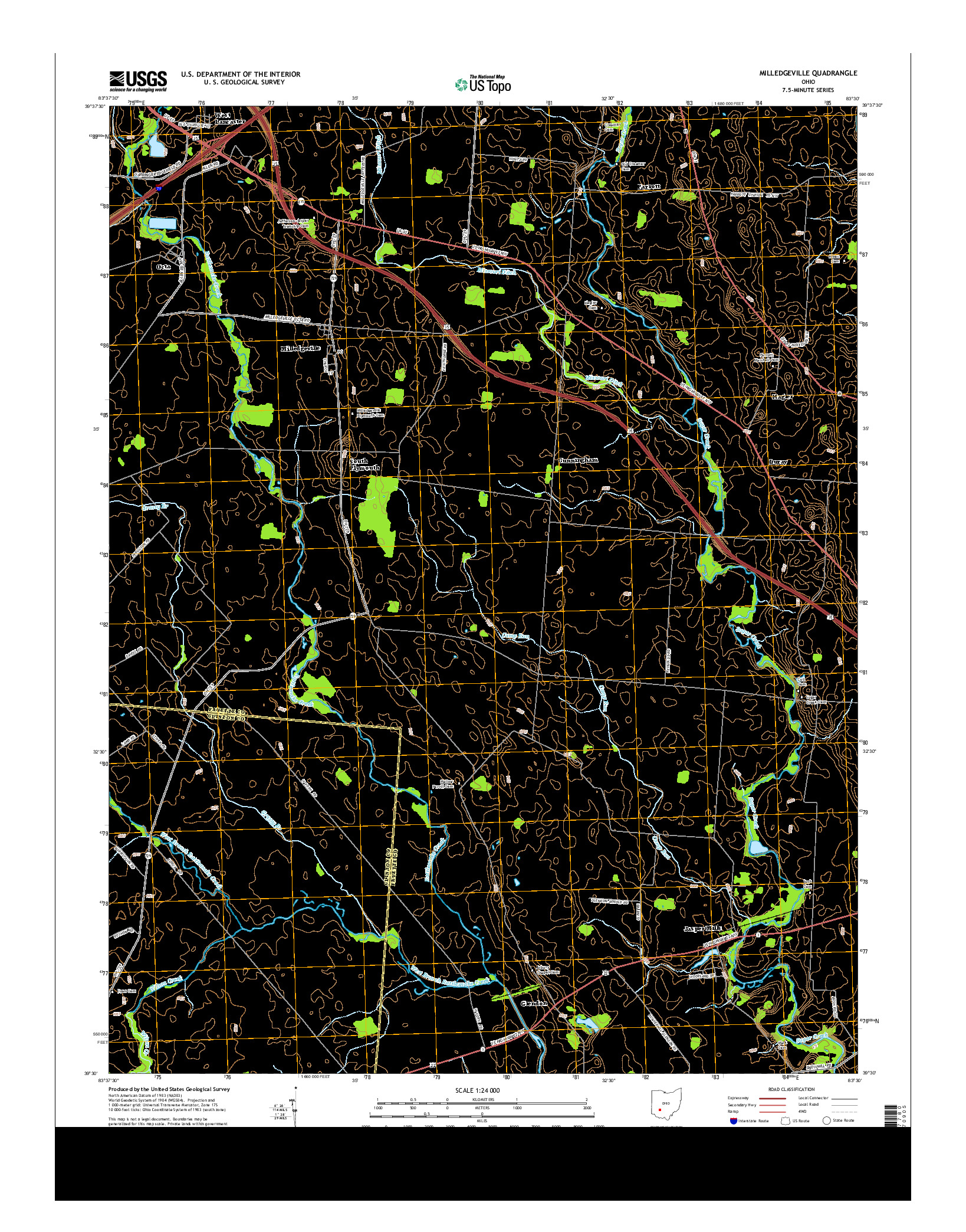 USGS US TOPO 7.5-MINUTE MAP FOR MILLEDGEVILLE, OH 2013