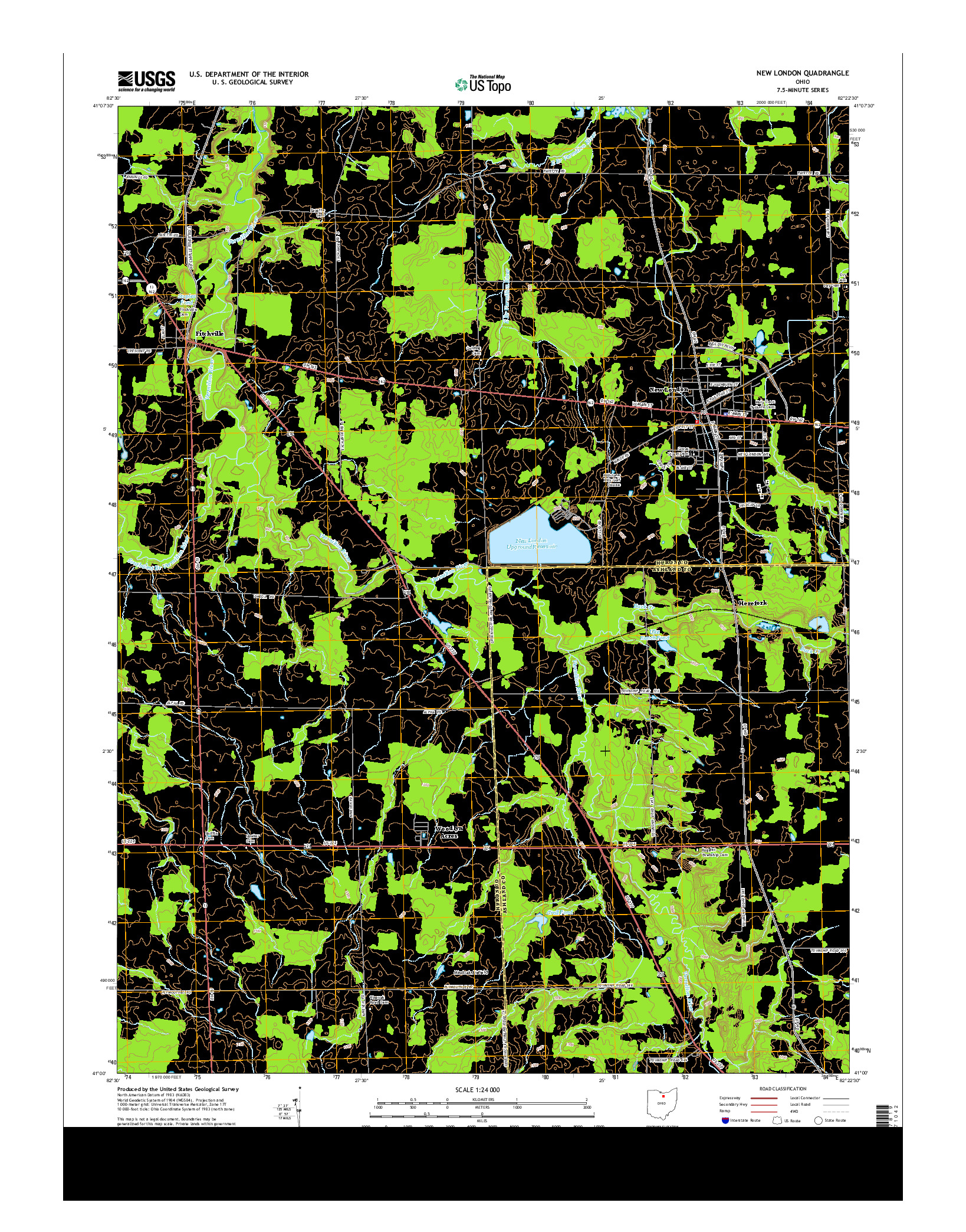 USGS US TOPO 7.5-MINUTE MAP FOR NEW LONDON, OH 2013