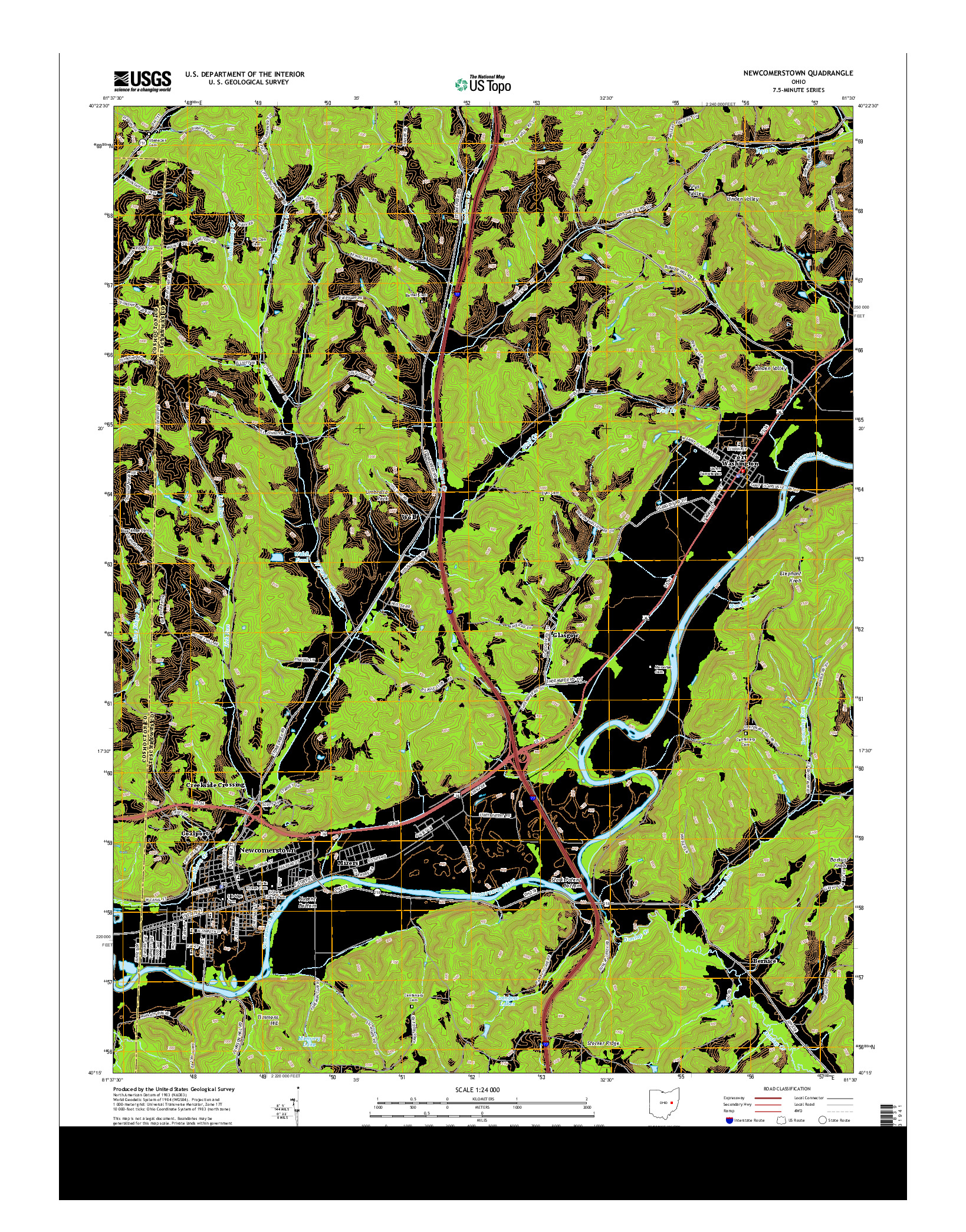 USGS US TOPO 7.5-MINUTE MAP FOR NEWCOMERSTOWN, OH 2013