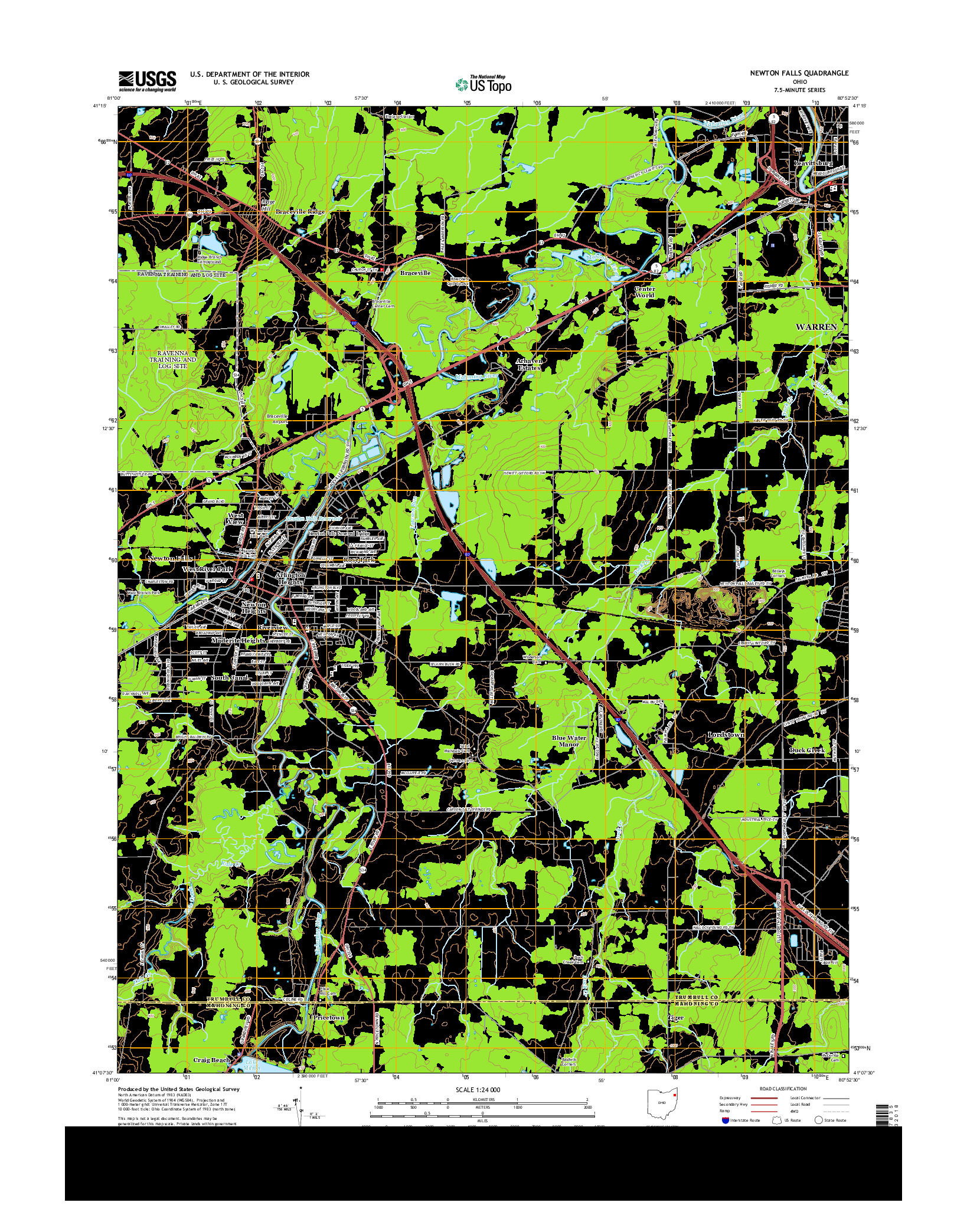 USGS US TOPO 7.5-MINUTE MAP FOR NEWTON FALLS, OH 2013