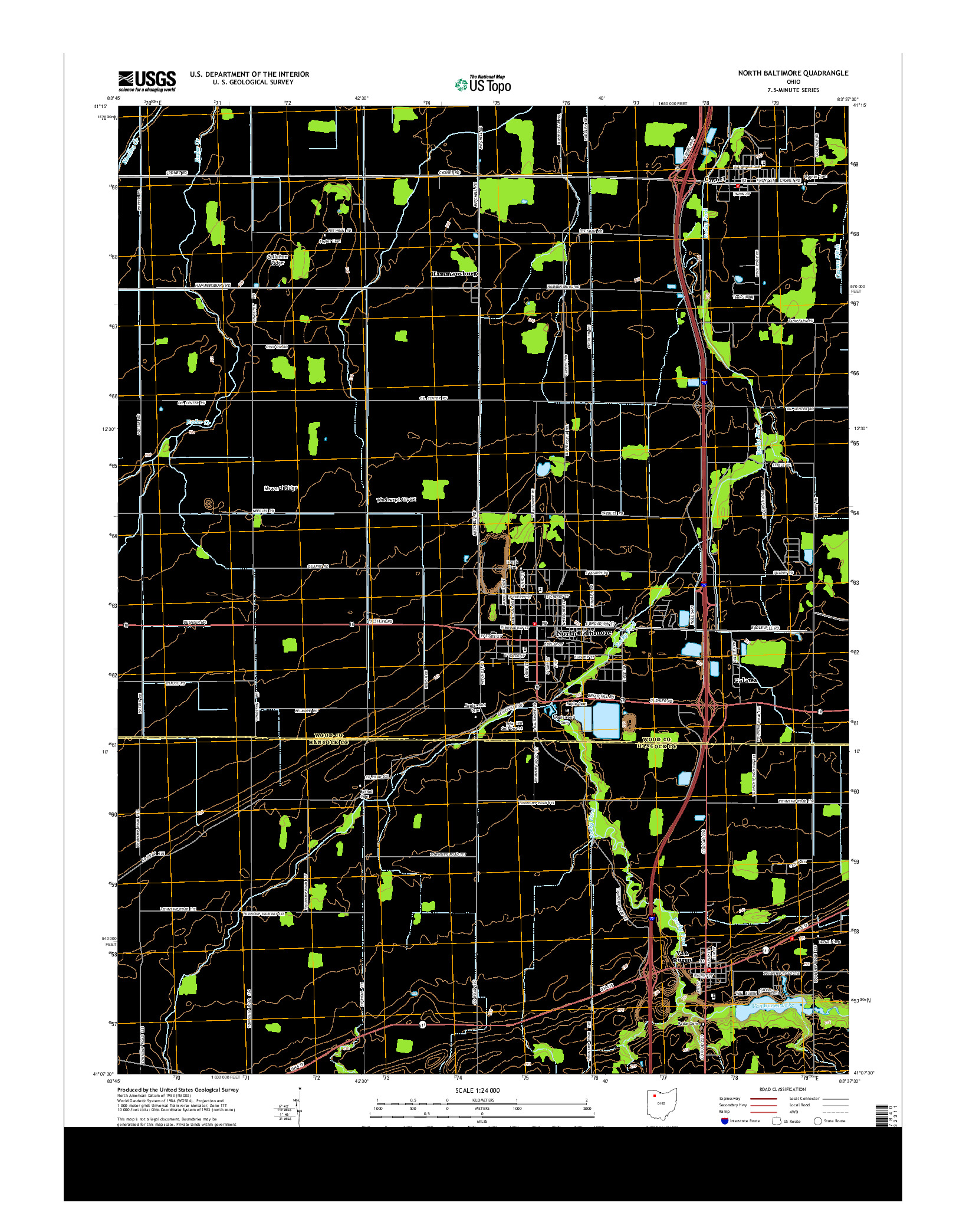 USGS US TOPO 7.5-MINUTE MAP FOR NORTH BALTIMORE, OH 2013