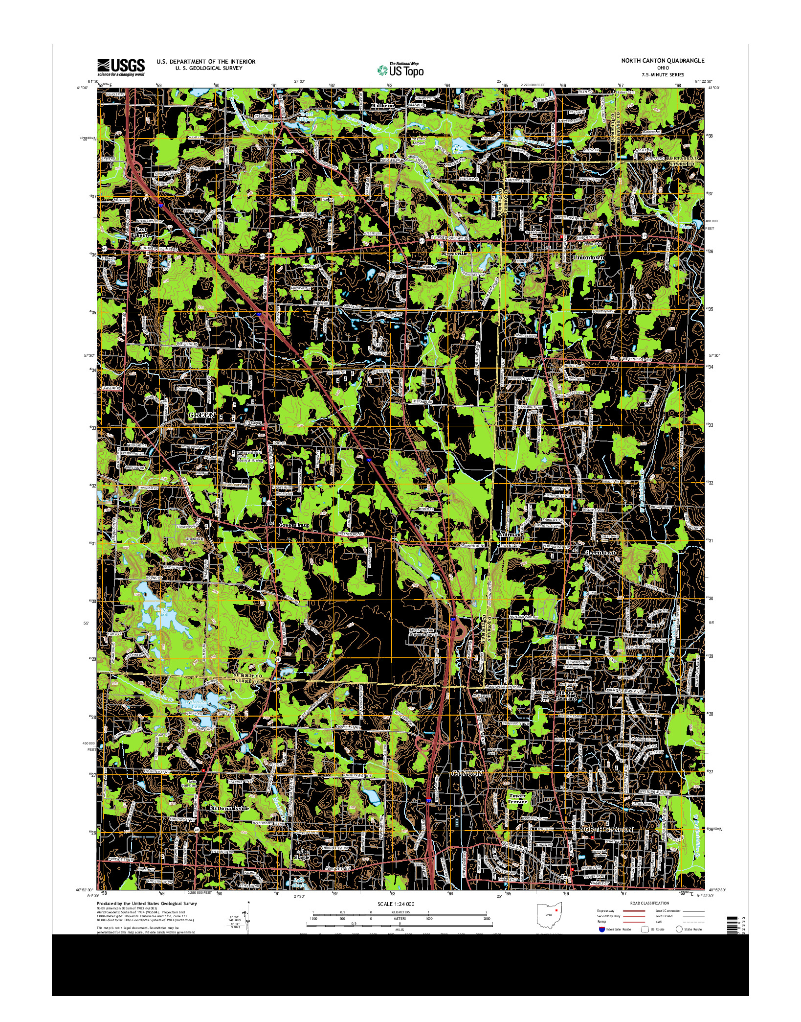 USGS US TOPO 7.5-MINUTE MAP FOR NORTH CANTON, OH 2013