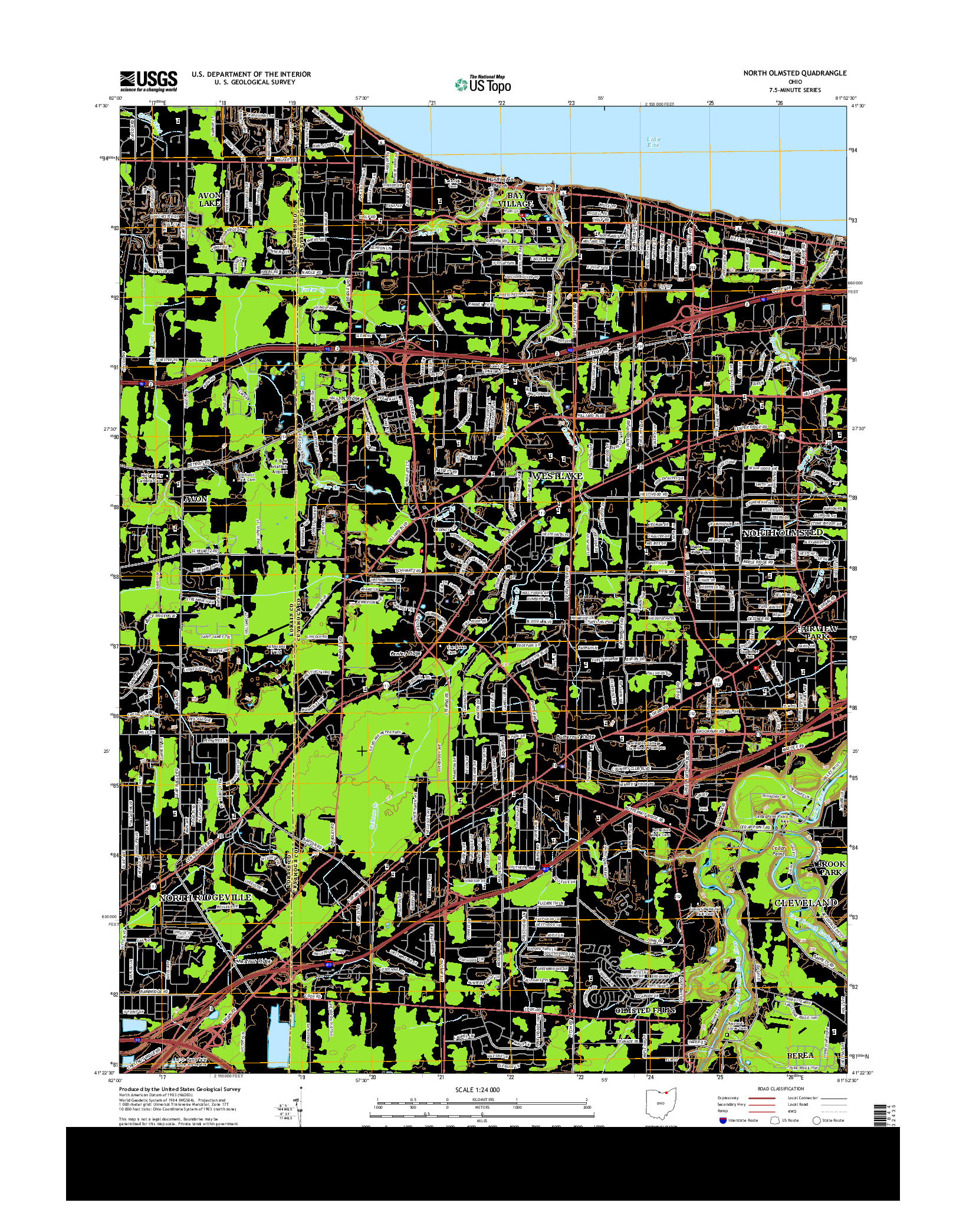 USGS US TOPO 7.5-MINUTE MAP FOR NORTH OLMSTED, OH 2013