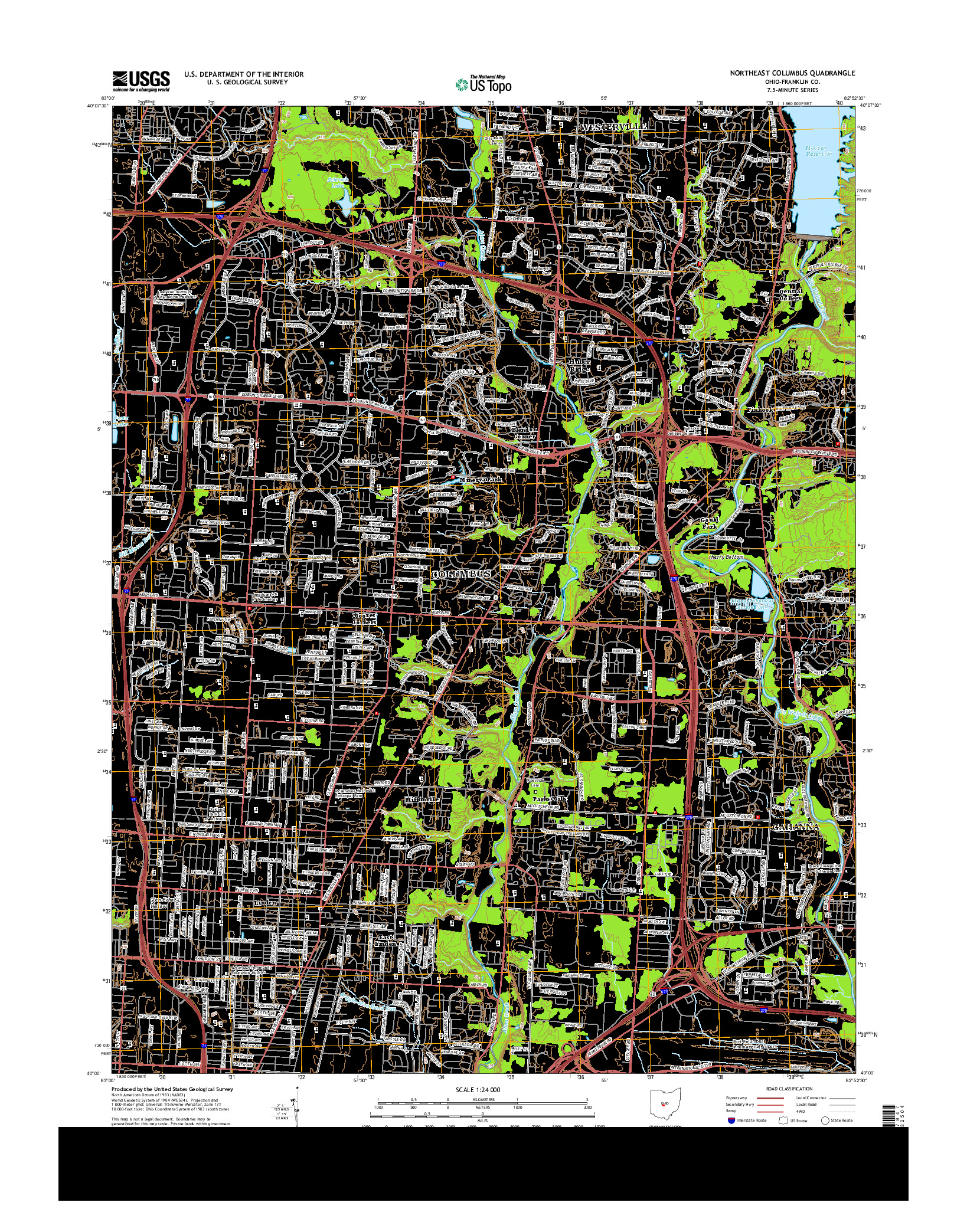 USGS US TOPO 7.5-MINUTE MAP FOR NORTHEAST COLUMBUS, OH 2013