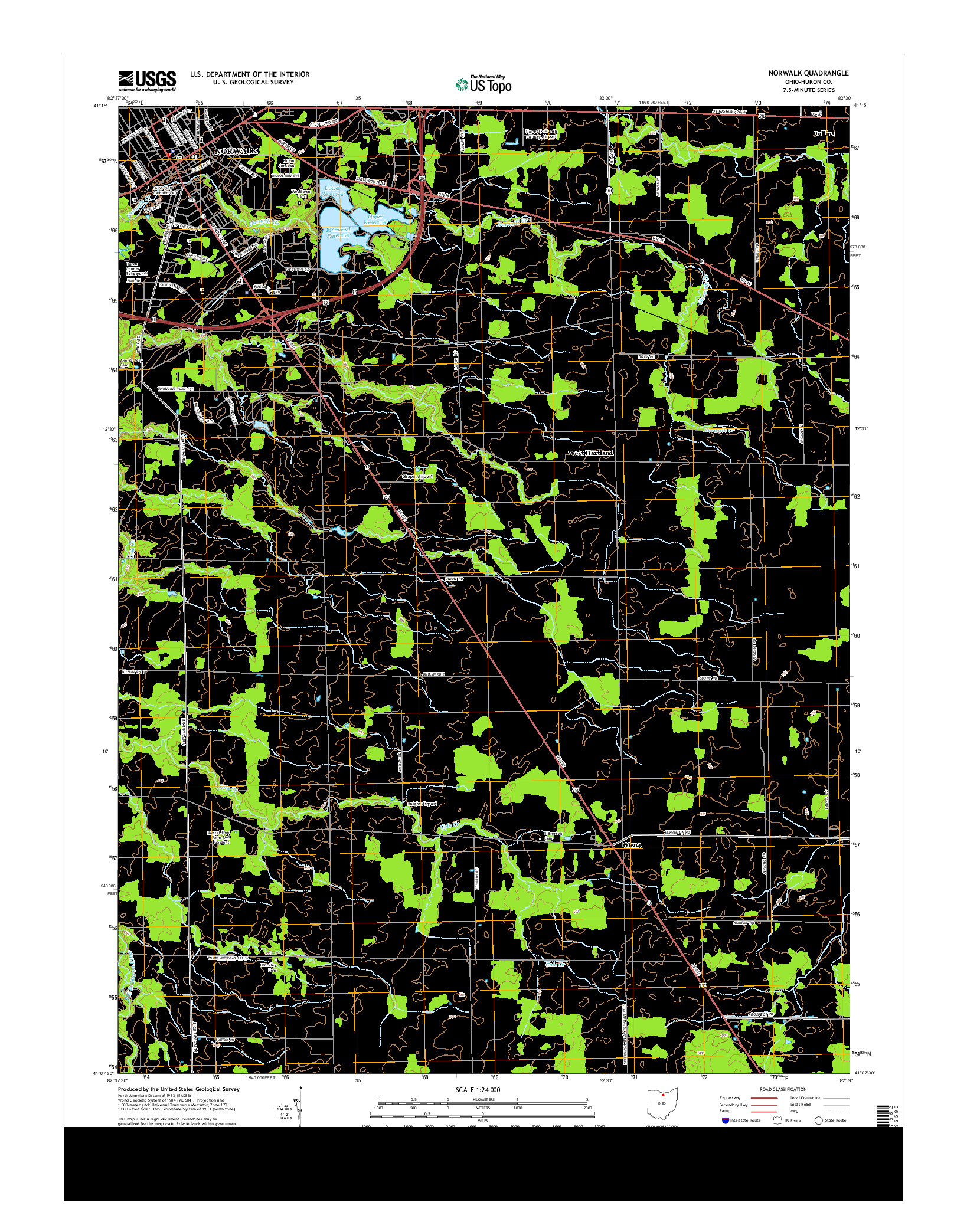 USGS US TOPO 7.5-MINUTE MAP FOR NORWALK, OH 2013