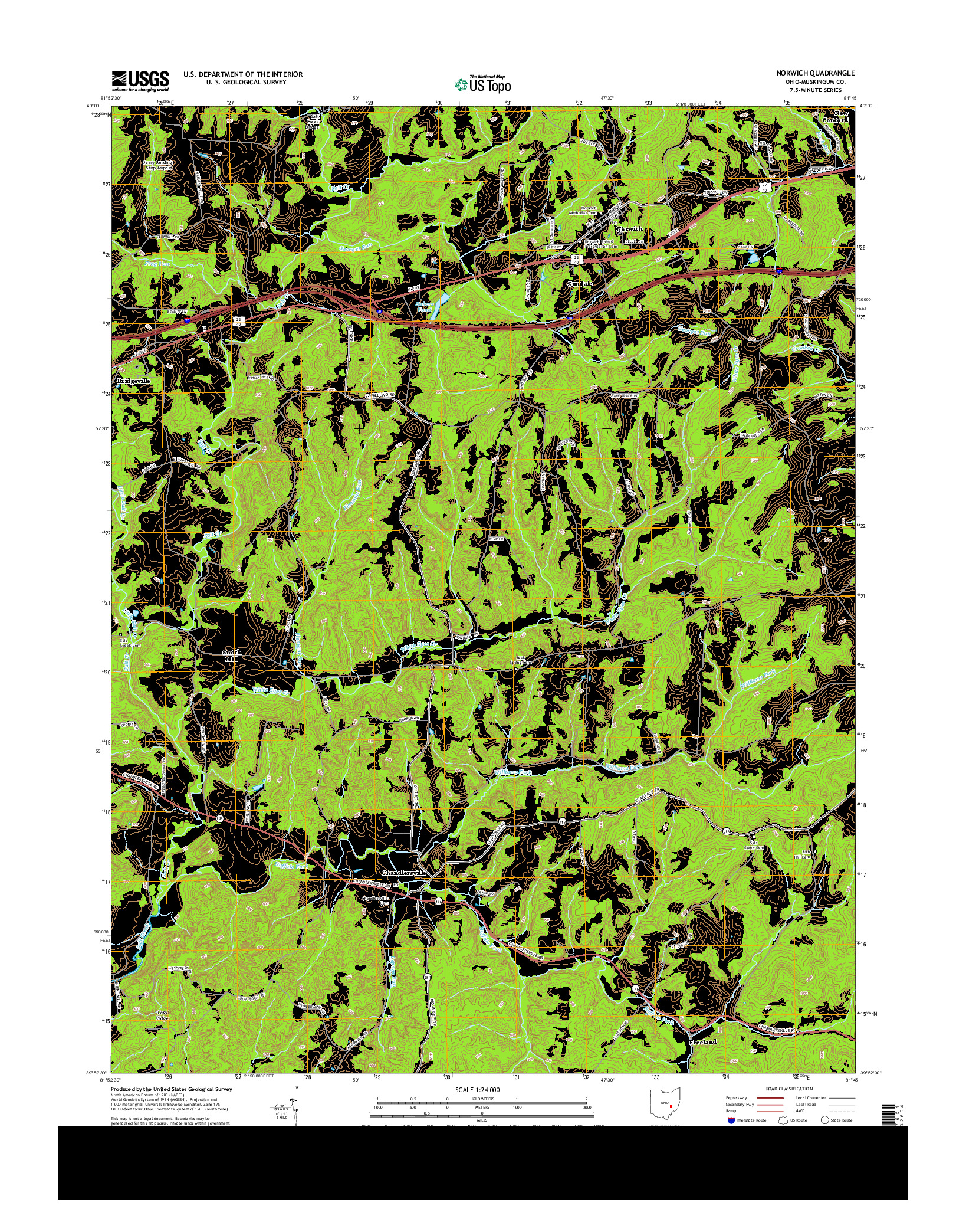 USGS US TOPO 7.5-MINUTE MAP FOR NORWICH, OH 2013