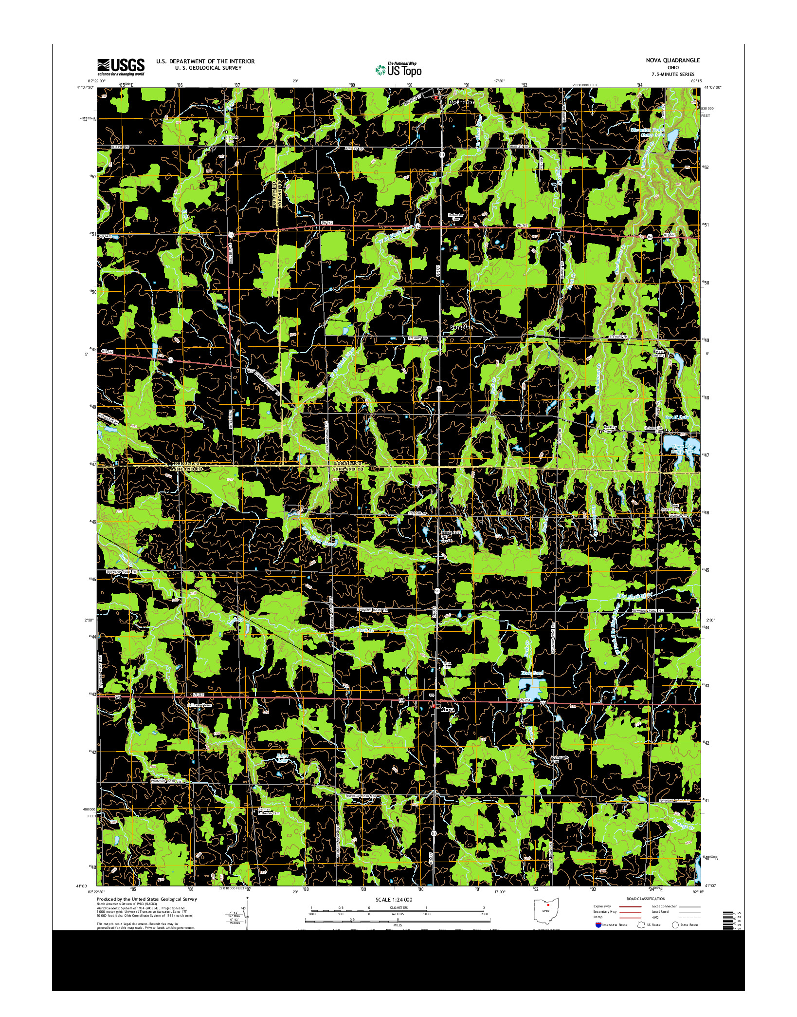 USGS US TOPO 7.5-MINUTE MAP FOR NOVA, OH 2013