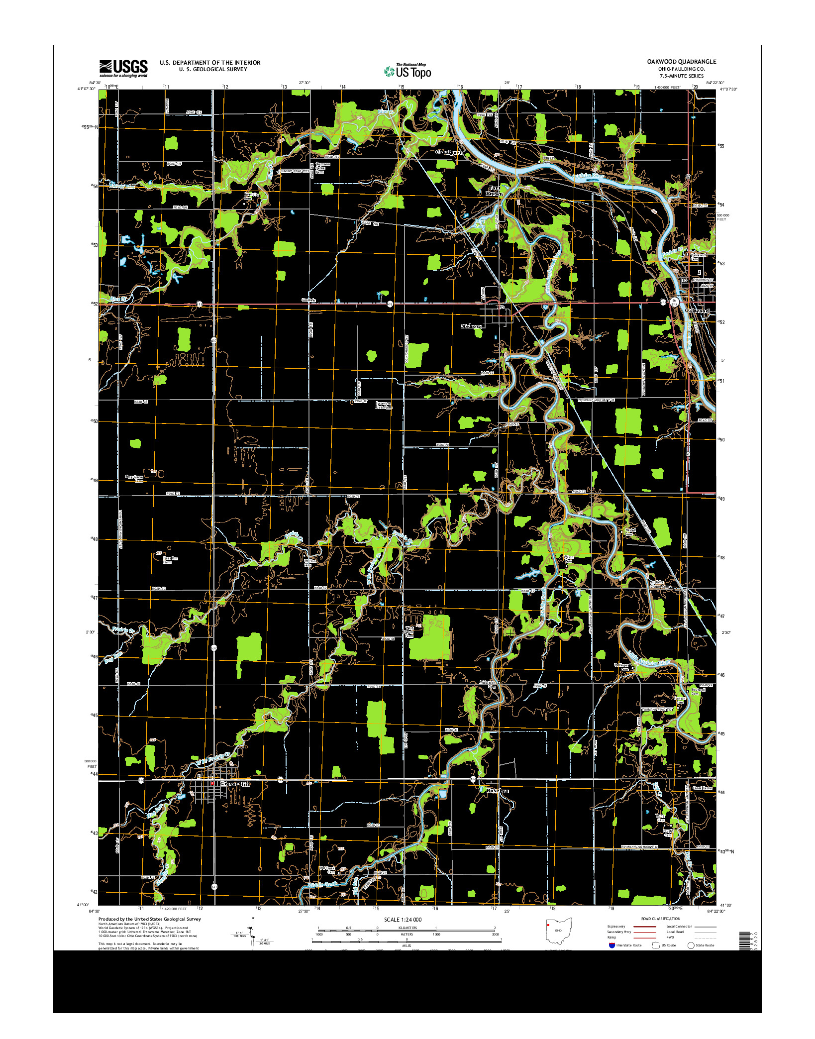 USGS US TOPO 7.5-MINUTE MAP FOR OAKWOOD, OH 2013