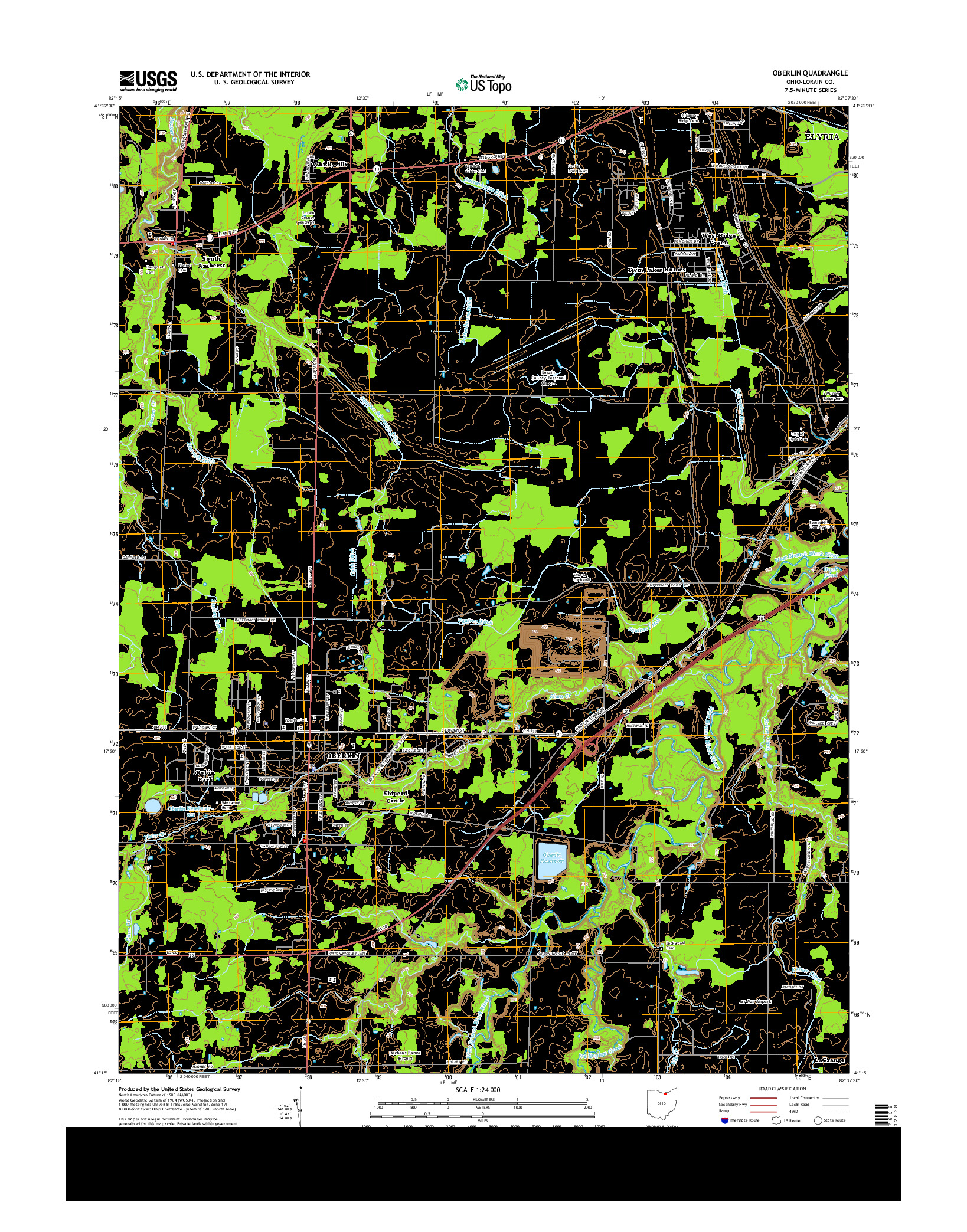 USGS US TOPO 7.5-MINUTE MAP FOR OBERLIN, OH 2013