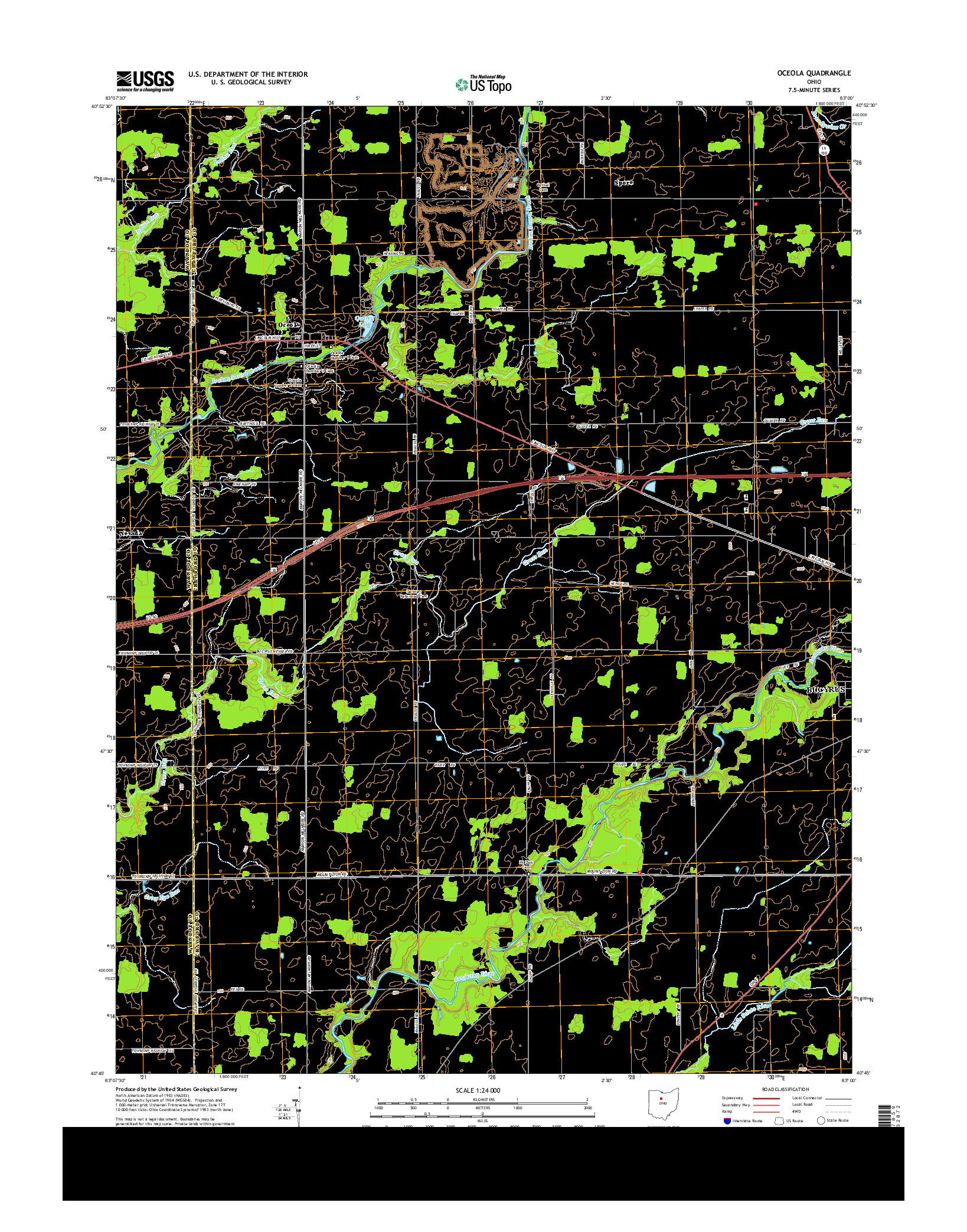 USGS US TOPO 7.5-MINUTE MAP FOR OCEOLA, OH 2013