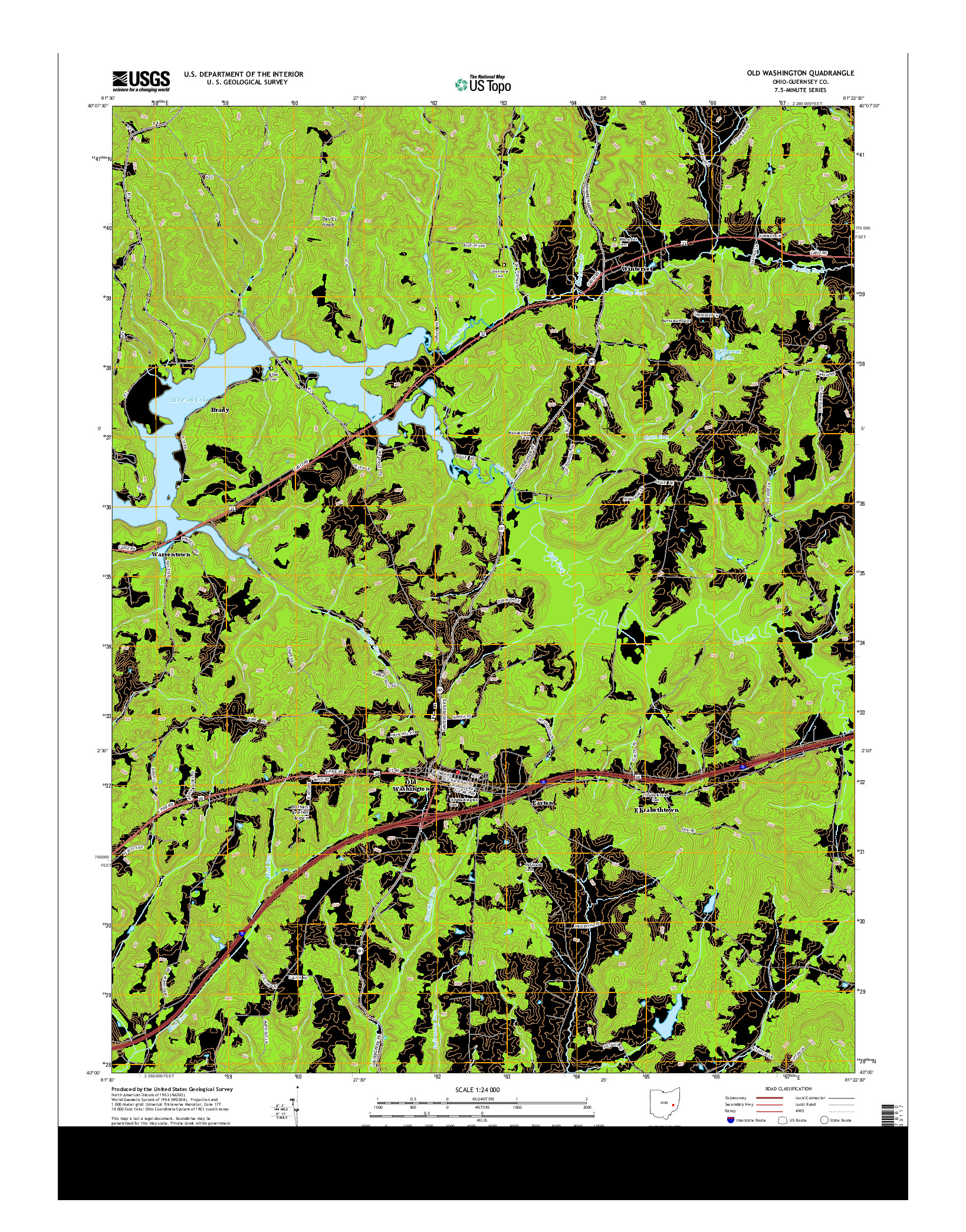 USGS US TOPO 7.5-MINUTE MAP FOR OLD WASHINGTON, OH 2013