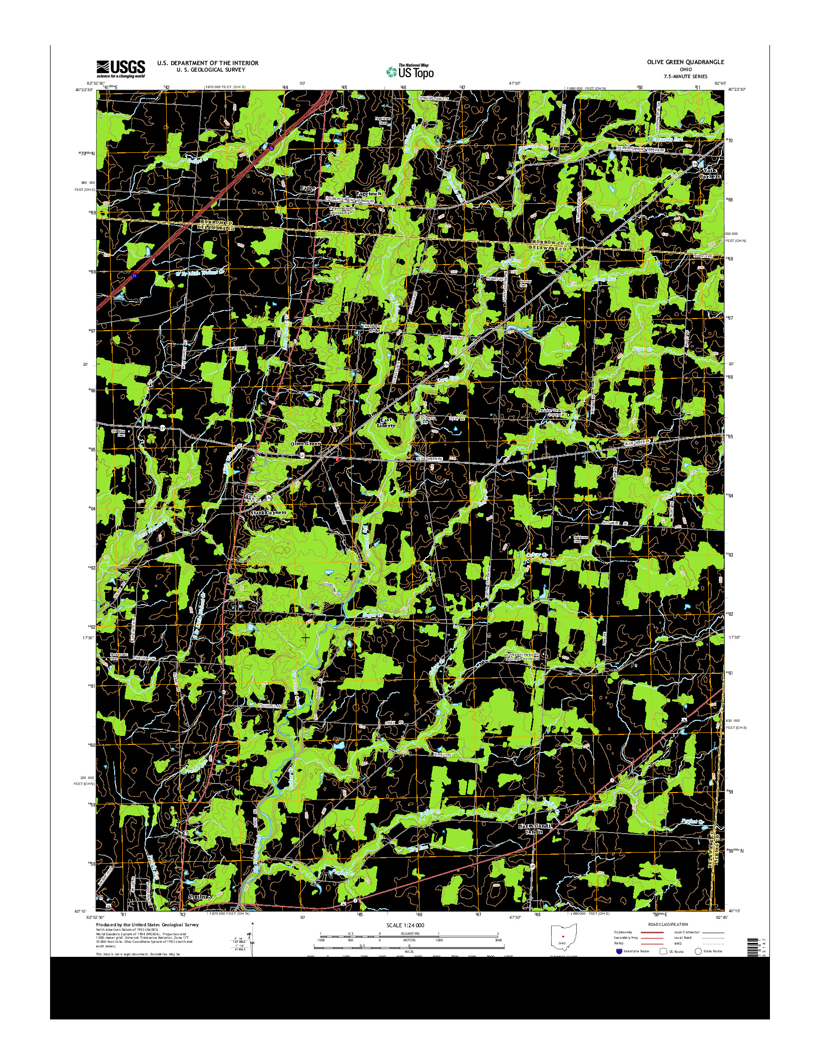 USGS US TOPO 7.5-MINUTE MAP FOR OLIVE GREEN, OH 2013