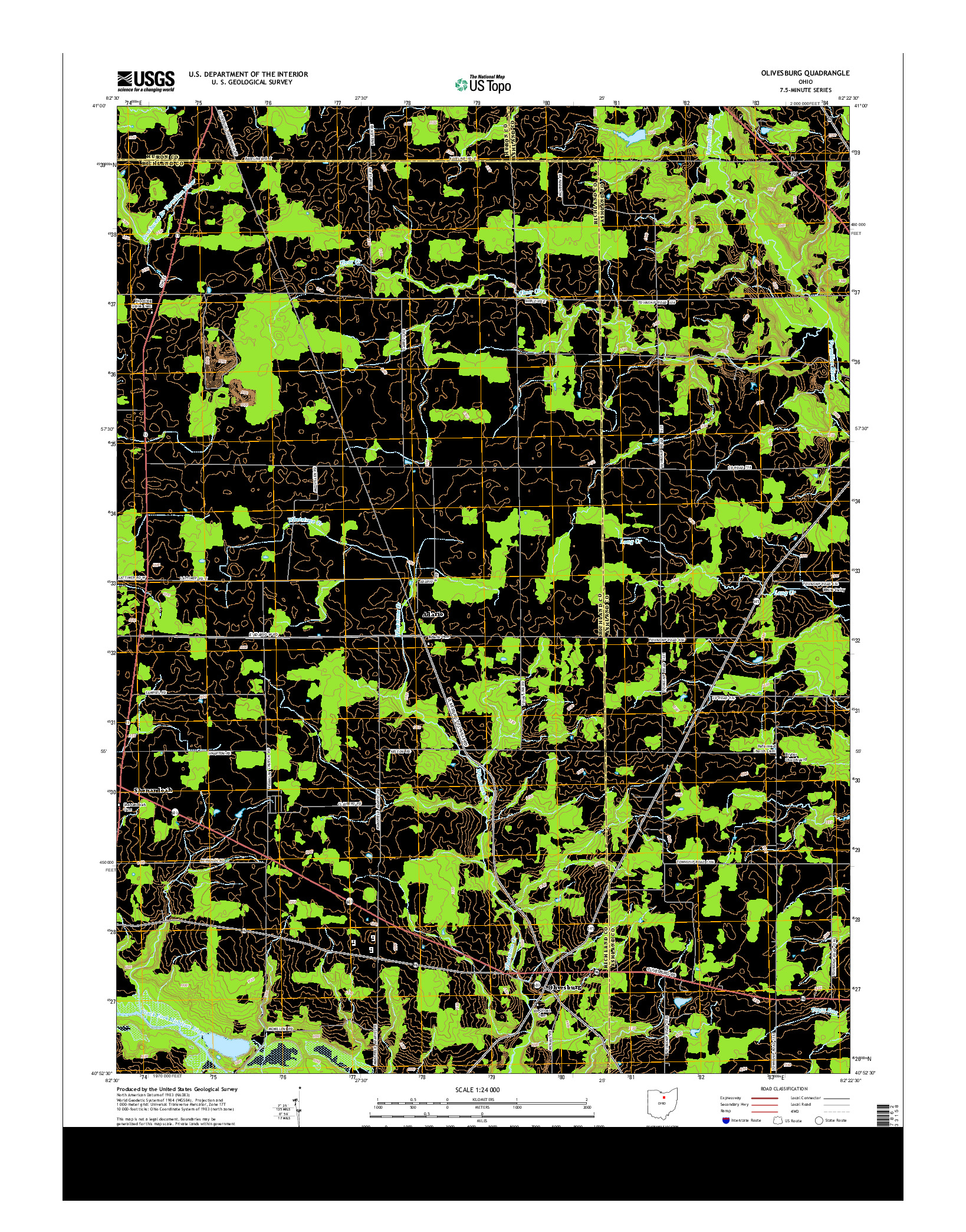 USGS US TOPO 7.5-MINUTE MAP FOR OLIVESBURG, OH 2013