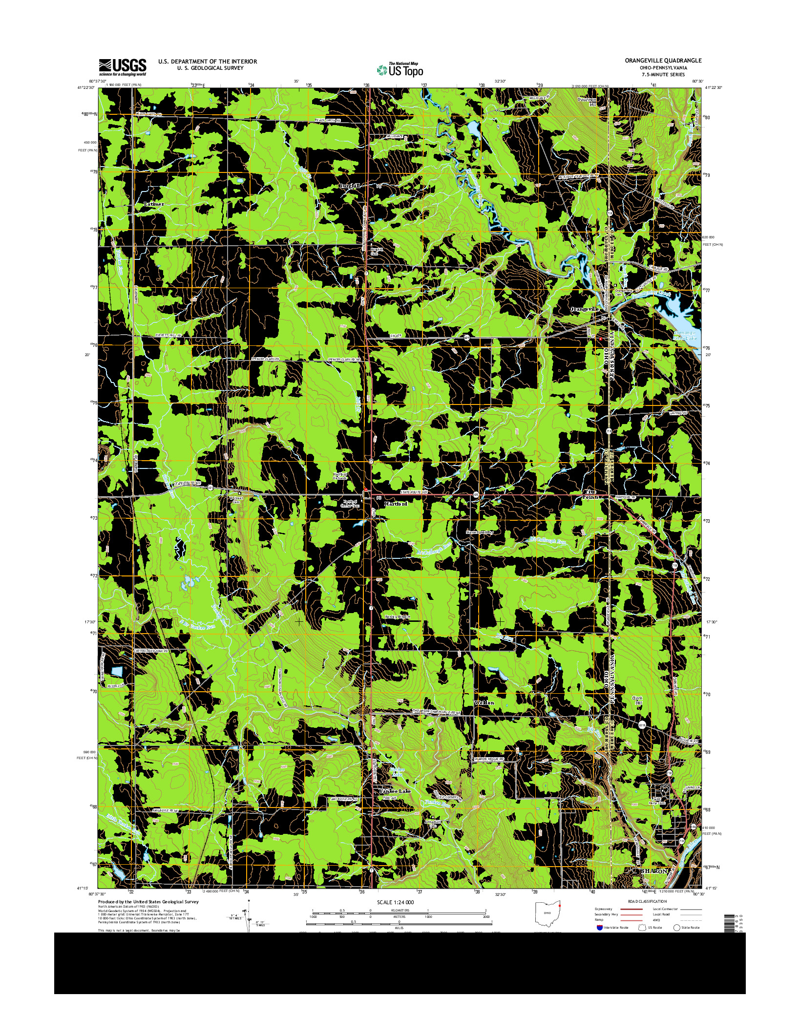 USGS US TOPO 7.5-MINUTE MAP FOR ORANGEVILLE, OH-PA 2013