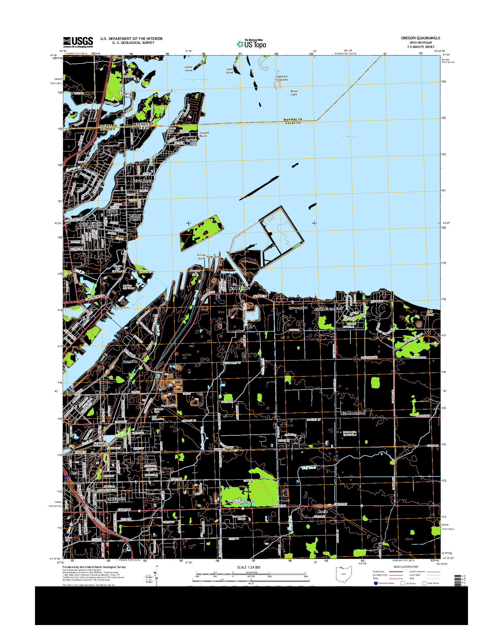 USGS US TOPO 7.5-MINUTE MAP FOR OREGON, OH-MI 2013