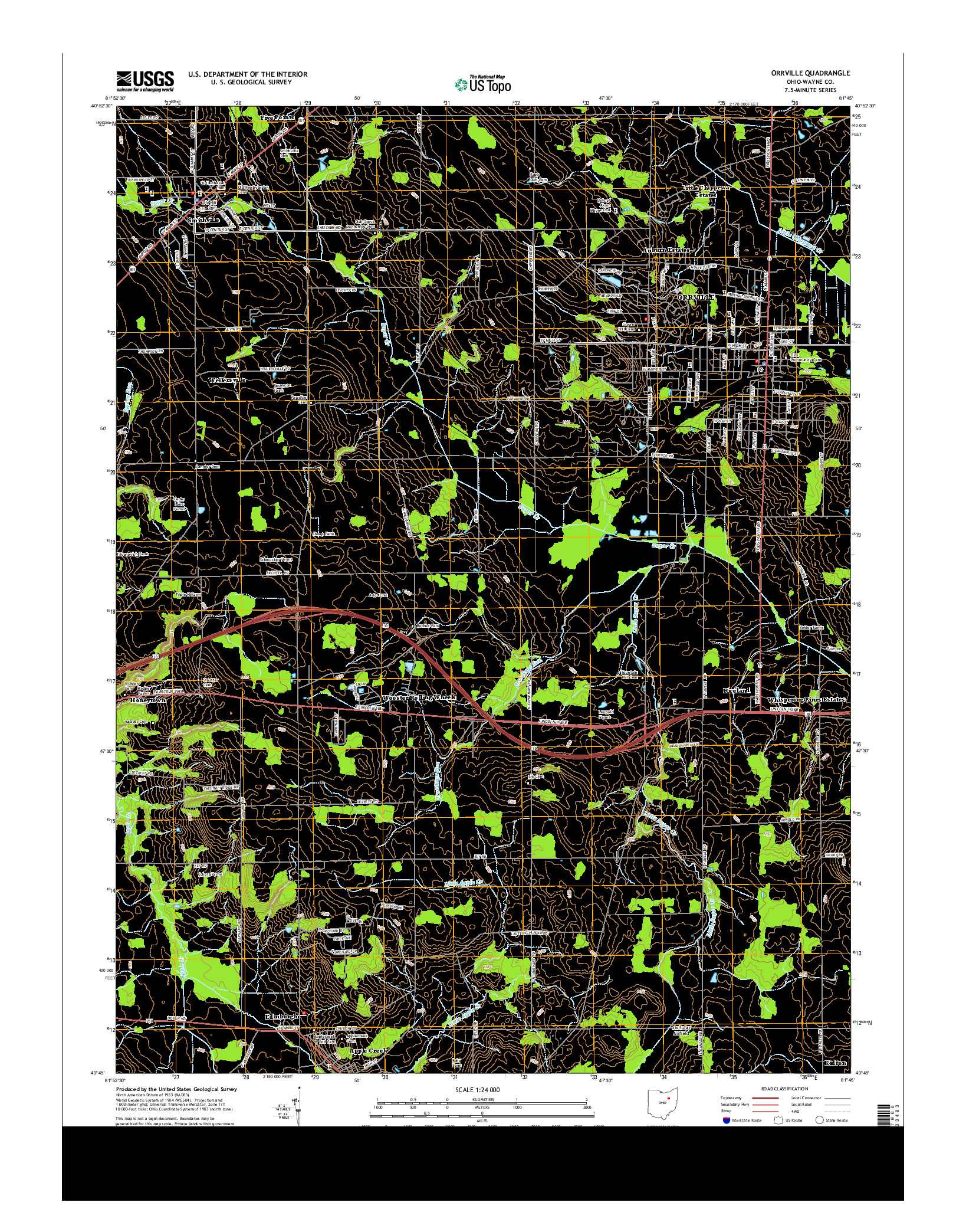 USGS US TOPO 7.5-MINUTE MAP FOR ORRVILLE, OH 2013