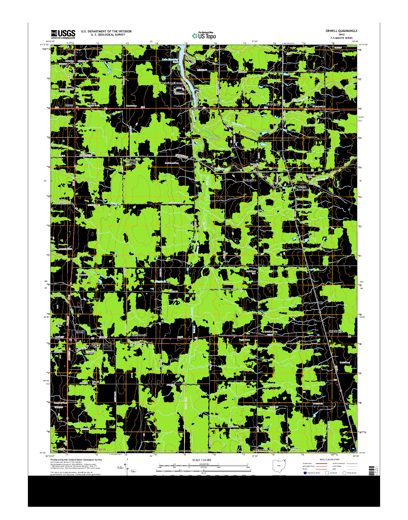 USGS US TOPO 7.5-MINUTE MAP FOR ORWELL, OH 2013