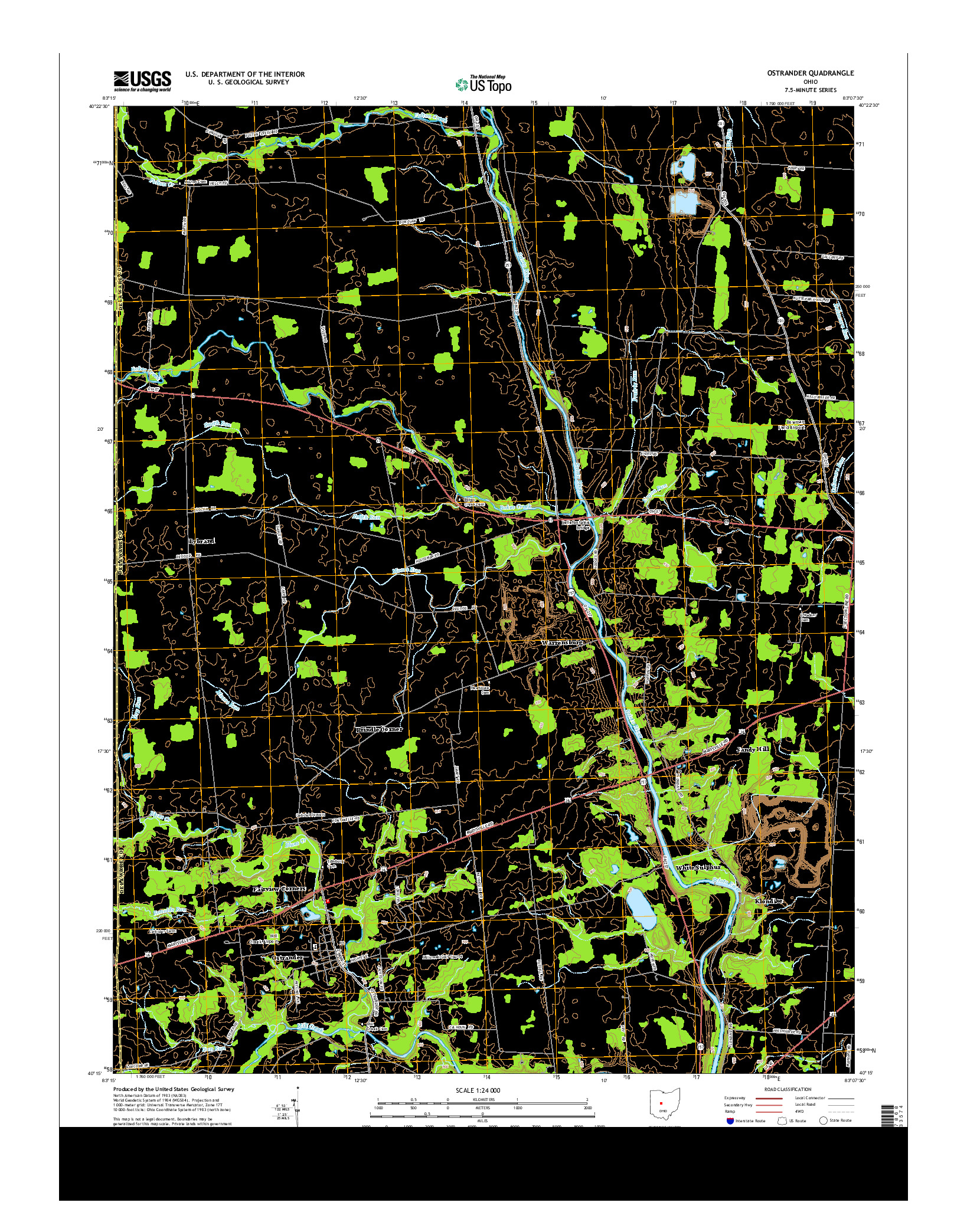 USGS US TOPO 7.5-MINUTE MAP FOR OSTRANDER, OH 2013