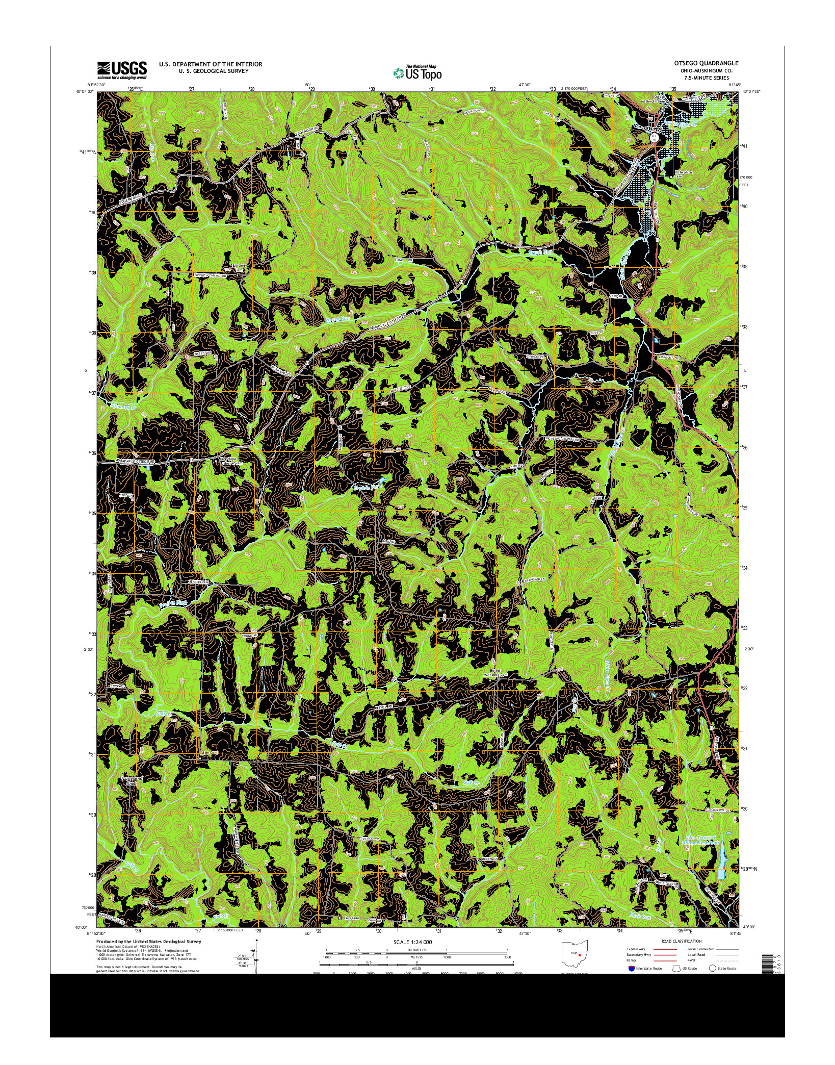 USGS US TOPO 7.5-MINUTE MAP FOR OTSEGO, OH 2013