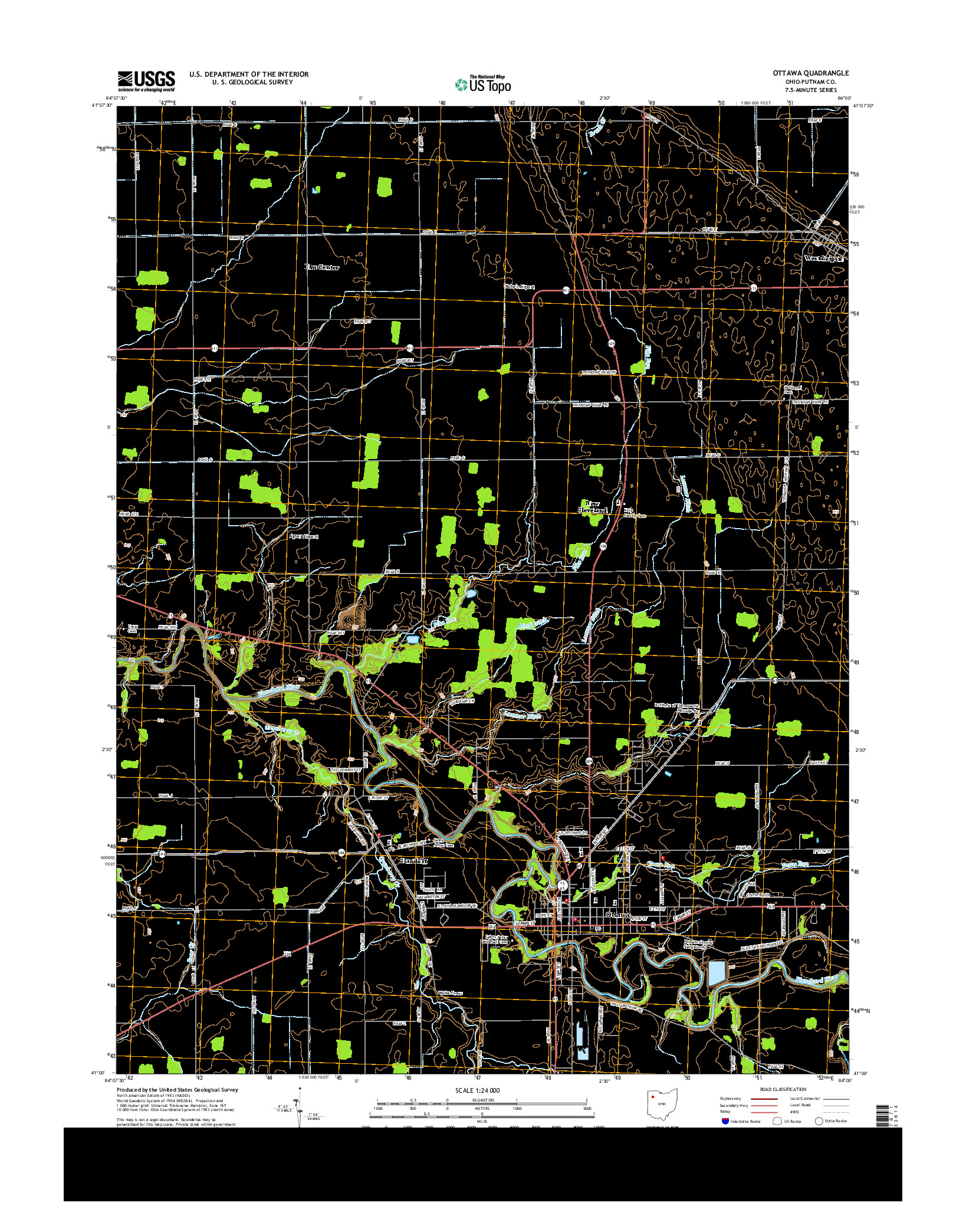 USGS US TOPO 7.5-MINUTE MAP FOR OTTAWA, OH 2013