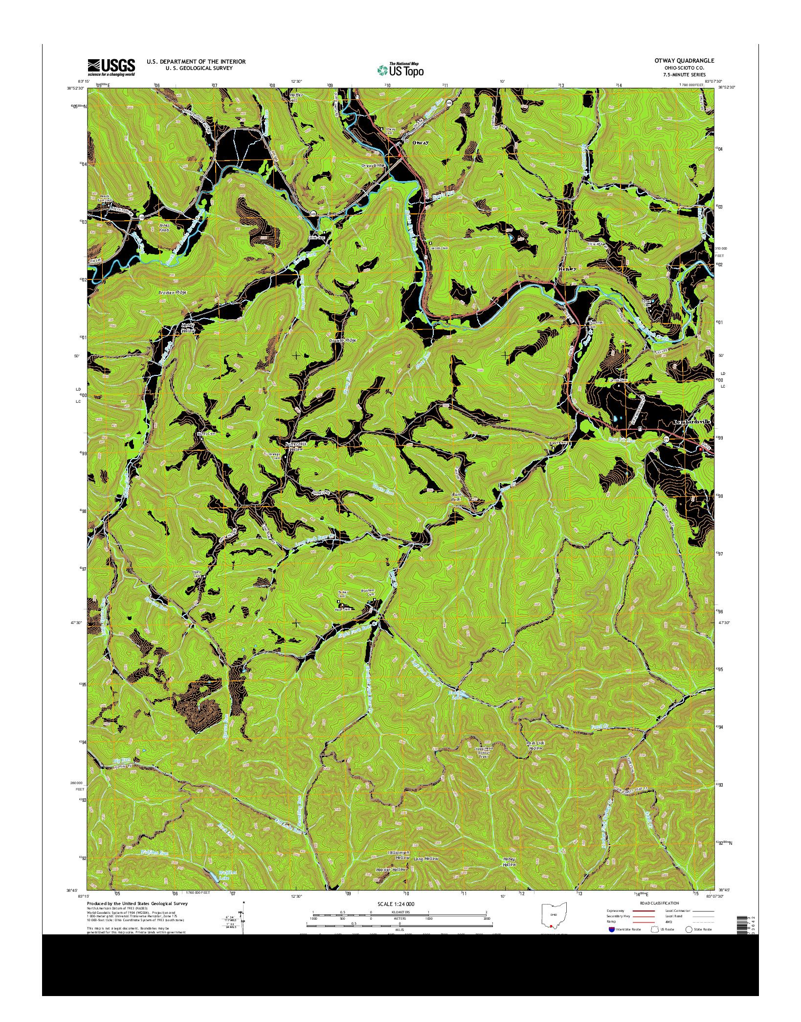 USGS US TOPO 7.5-MINUTE MAP FOR OTWAY, OH 2013