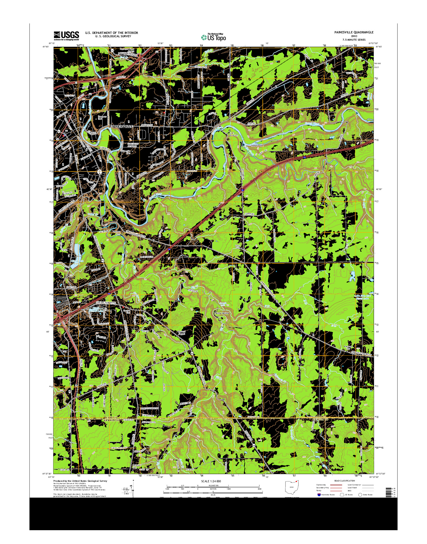 USGS US TOPO 7.5-MINUTE MAP FOR PAINESVILLE, OH 2013