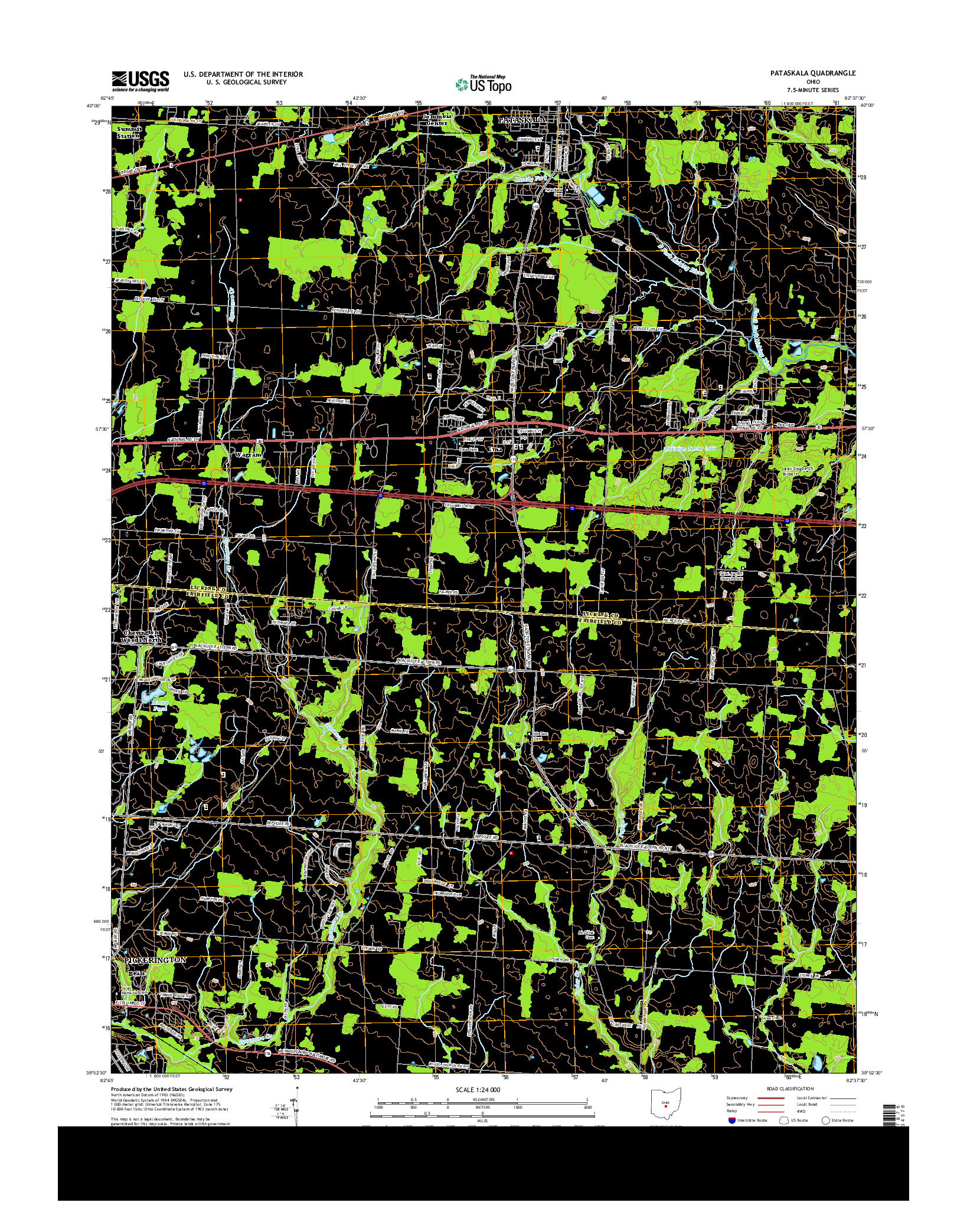 USGS US TOPO 7.5-MINUTE MAP FOR PATASKALA, OH 2013