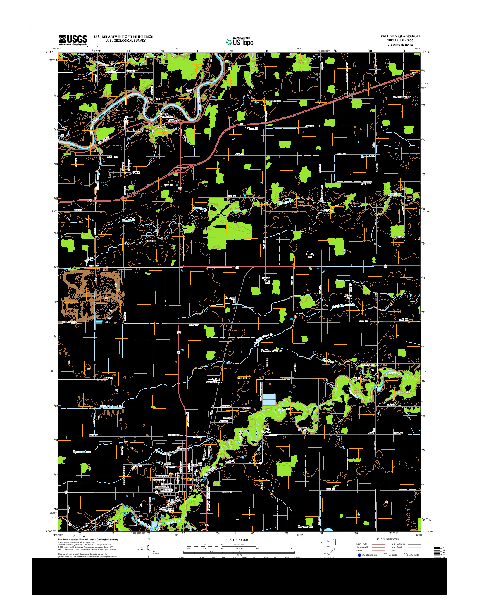 USGS US TOPO 7.5-MINUTE MAP FOR PAULDING, OH 2013