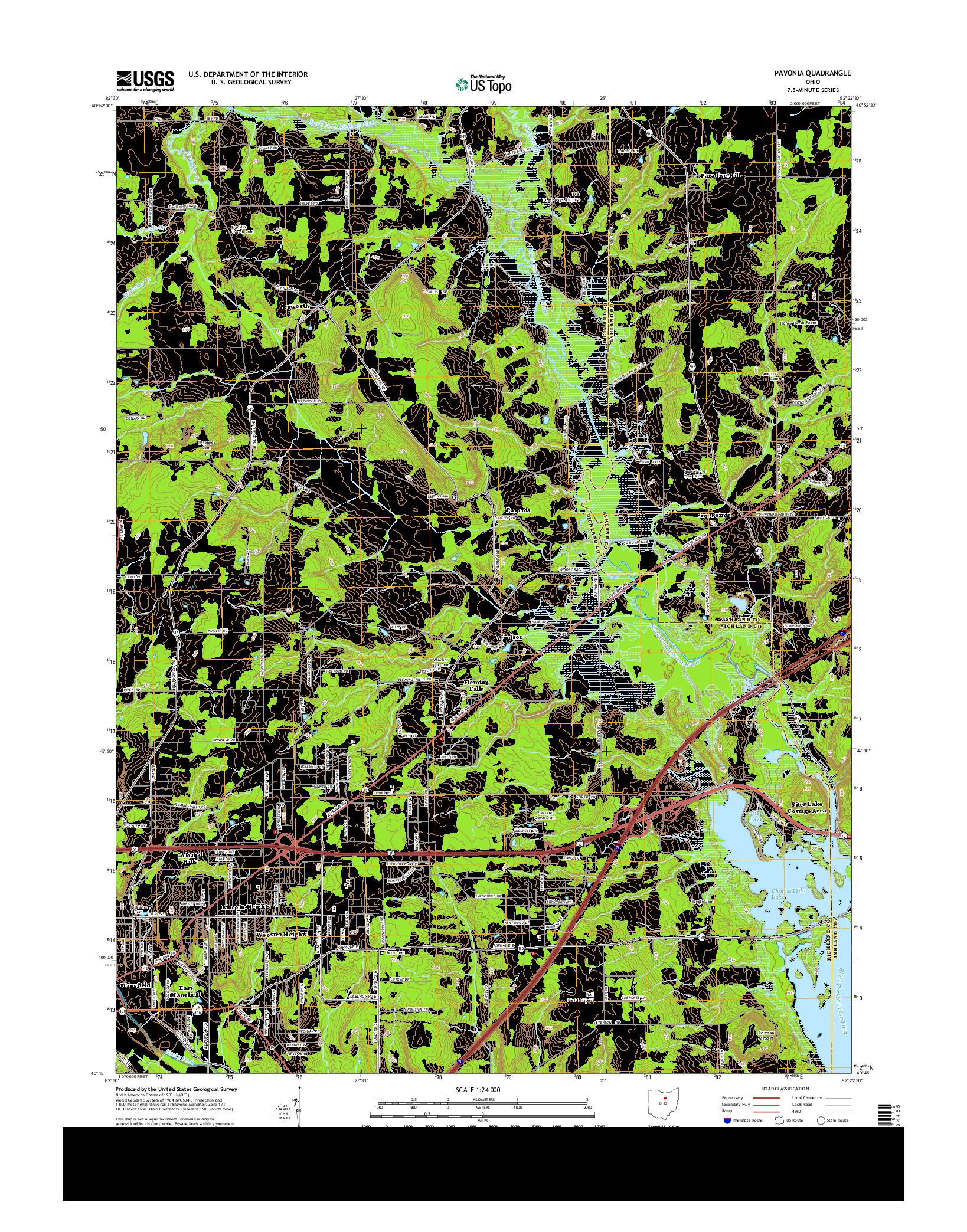 USGS US TOPO 7.5-MINUTE MAP FOR PAVONIA, OH 2013