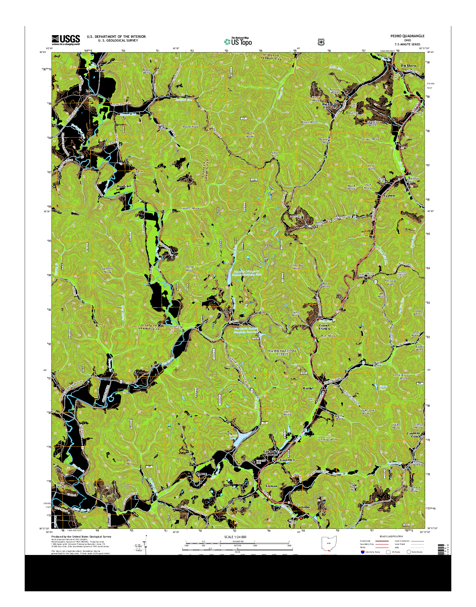 USGS US TOPO 7.5-MINUTE MAP FOR PEDRO, OH 2013