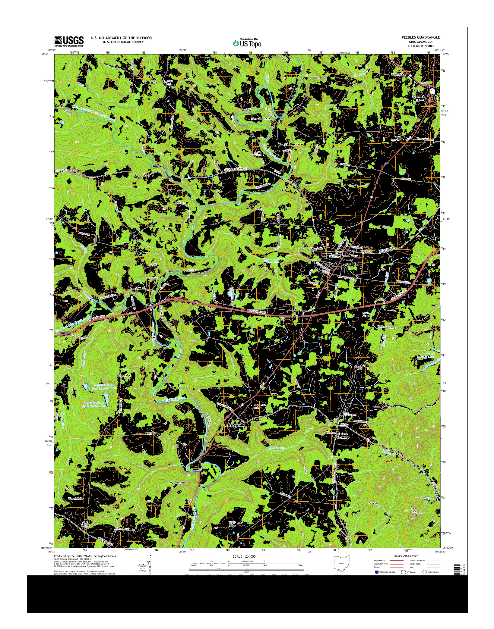 USGS US TOPO 7.5-MINUTE MAP FOR PEEBLES, OH 2013